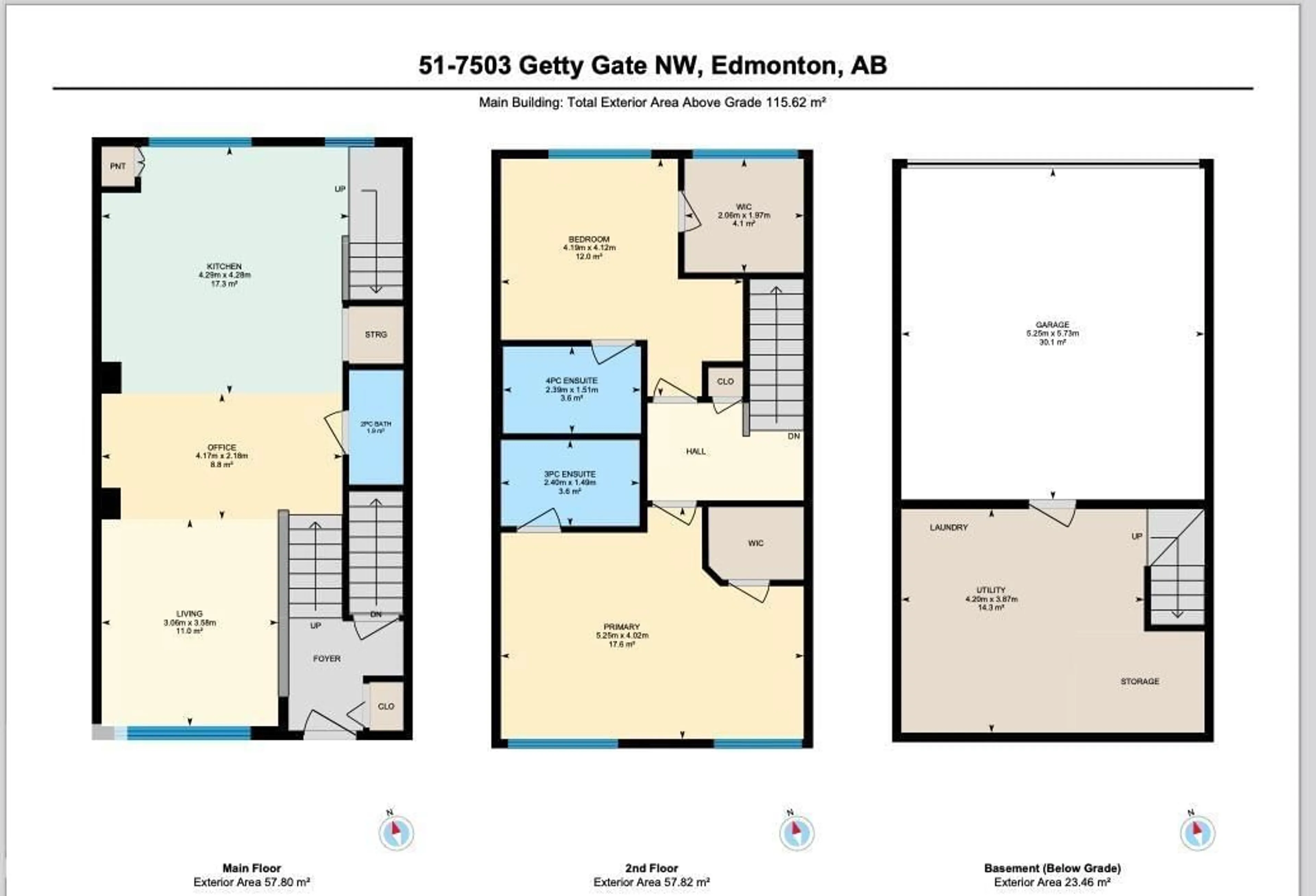 Floor plan for #51 - 7503 GETTY GA, Edmonton Alberta T5T4S8