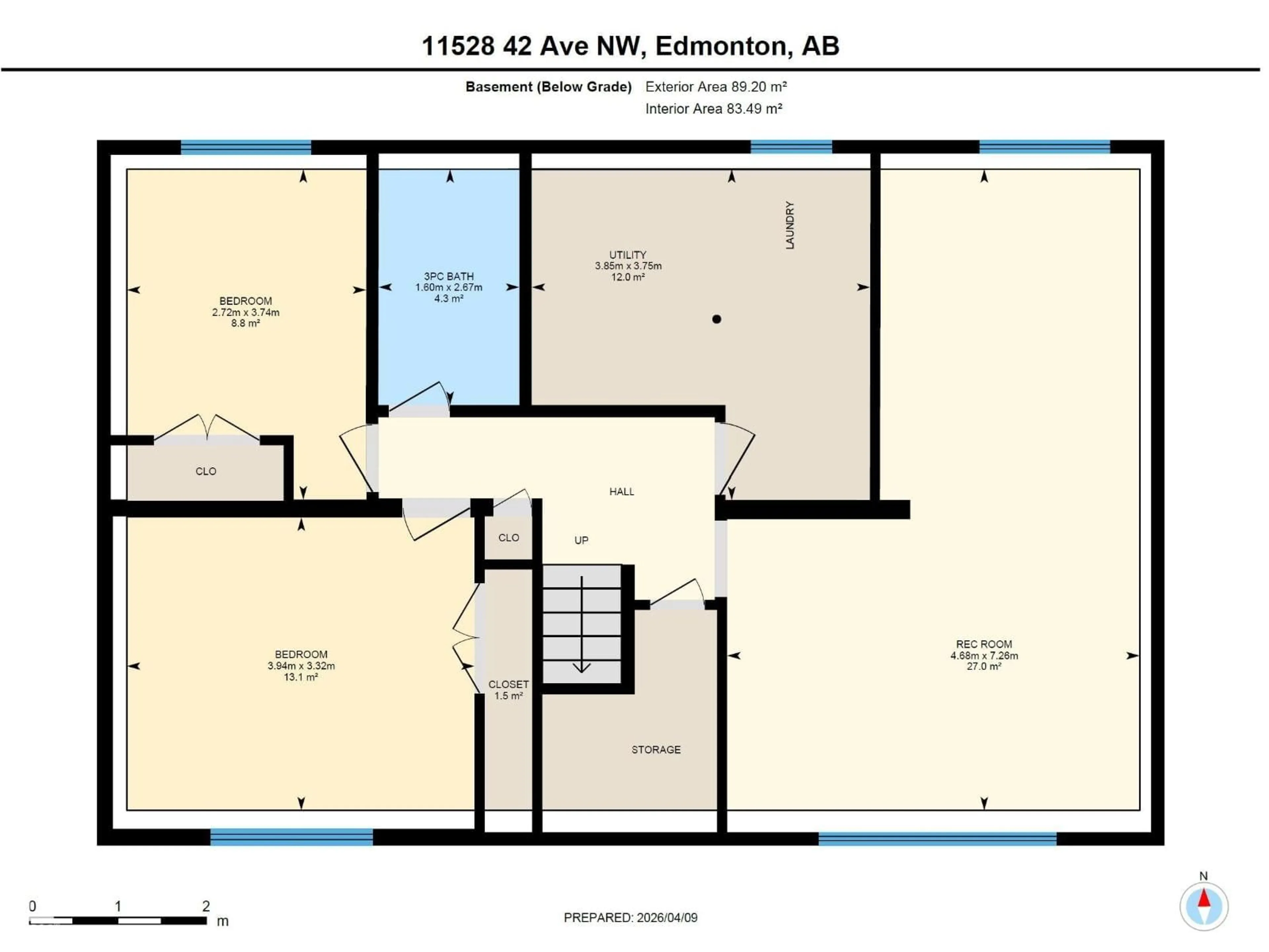 Floor plan for 11528 42 AV, Edmonton Alberta T6J0W5