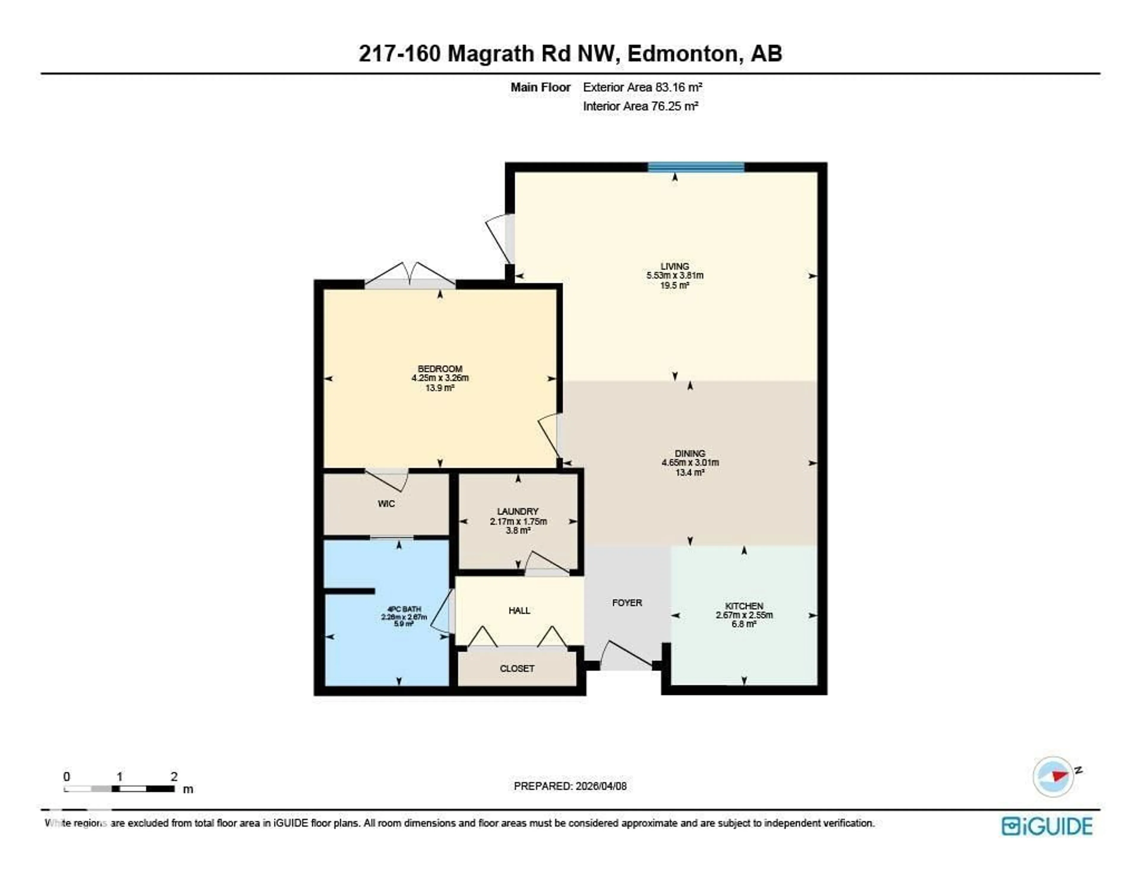 Floor plan for #217 - 160 MAGRATH RD, Edmonton Alberta T6R3T7
