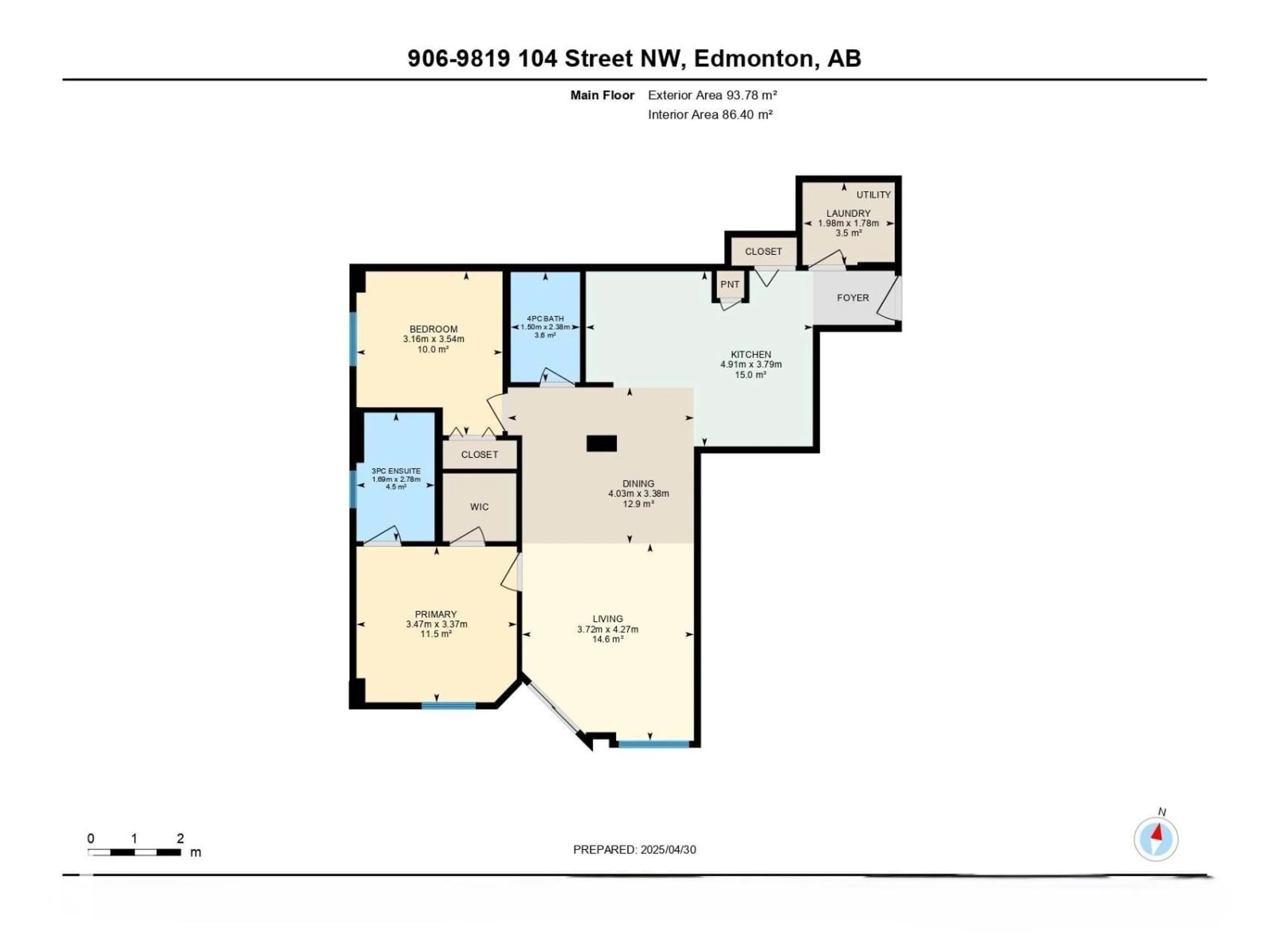 Floor plan for 906 - 9819 104 ST, Edmonton Alberta T5K0Y8