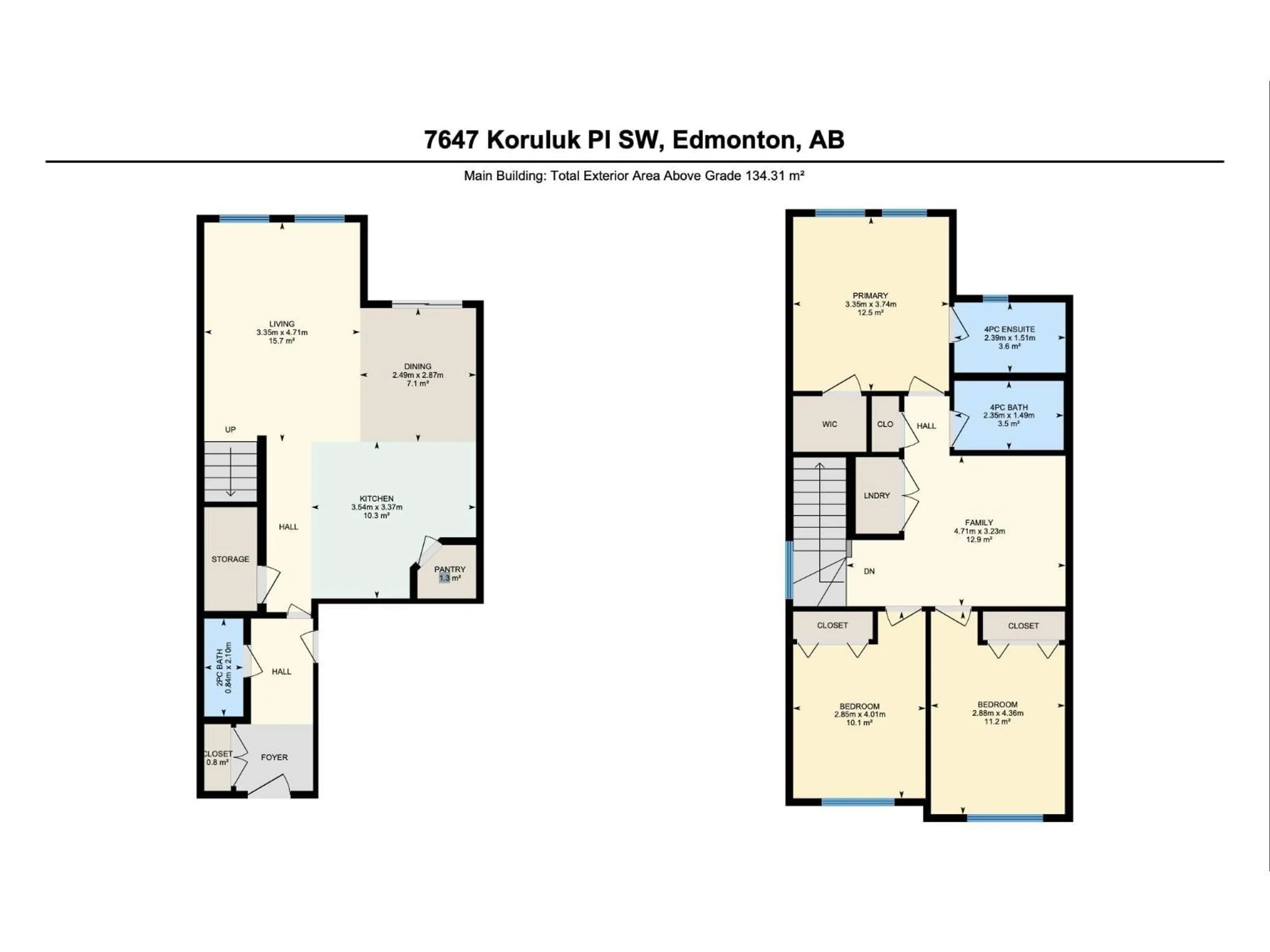 Floor plan for 7647 KORULUK PL, Edmonton Alberta T6W4R7