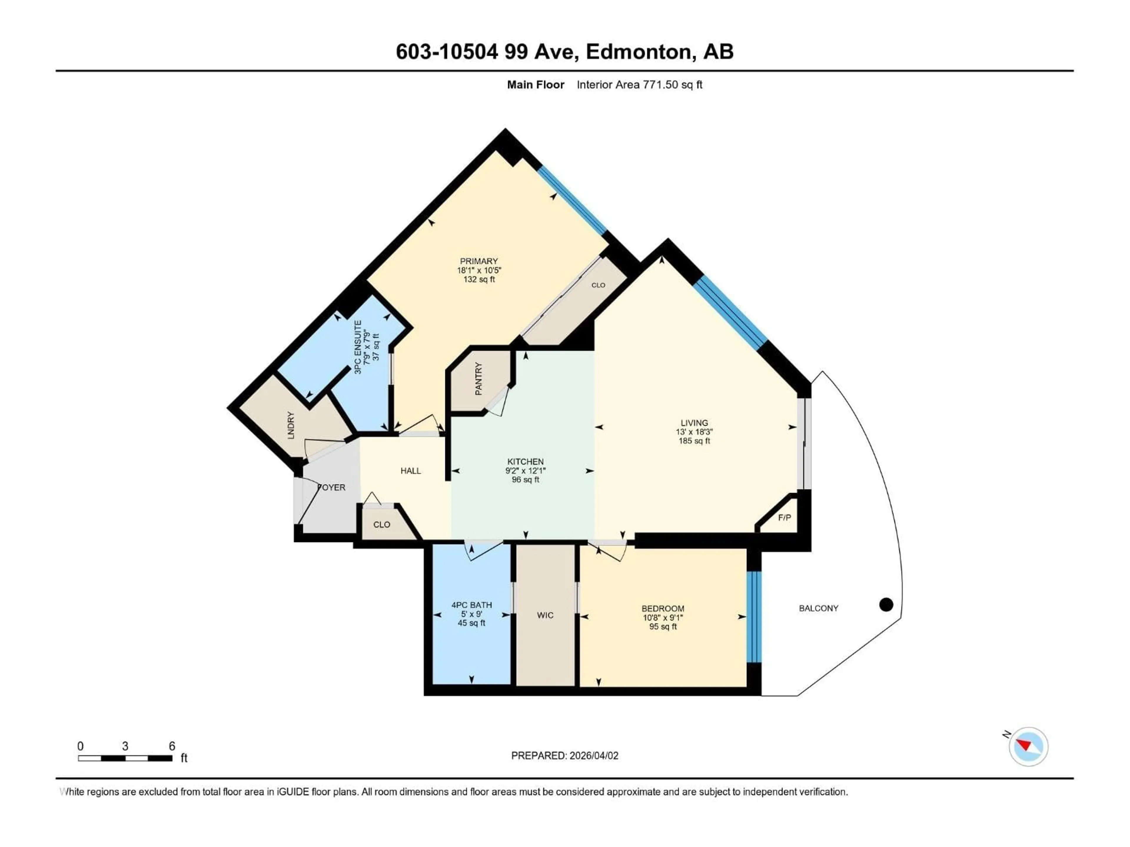 Floor plan for 10504 - 603 99 AV, Edmonton Alberta T5K1B2