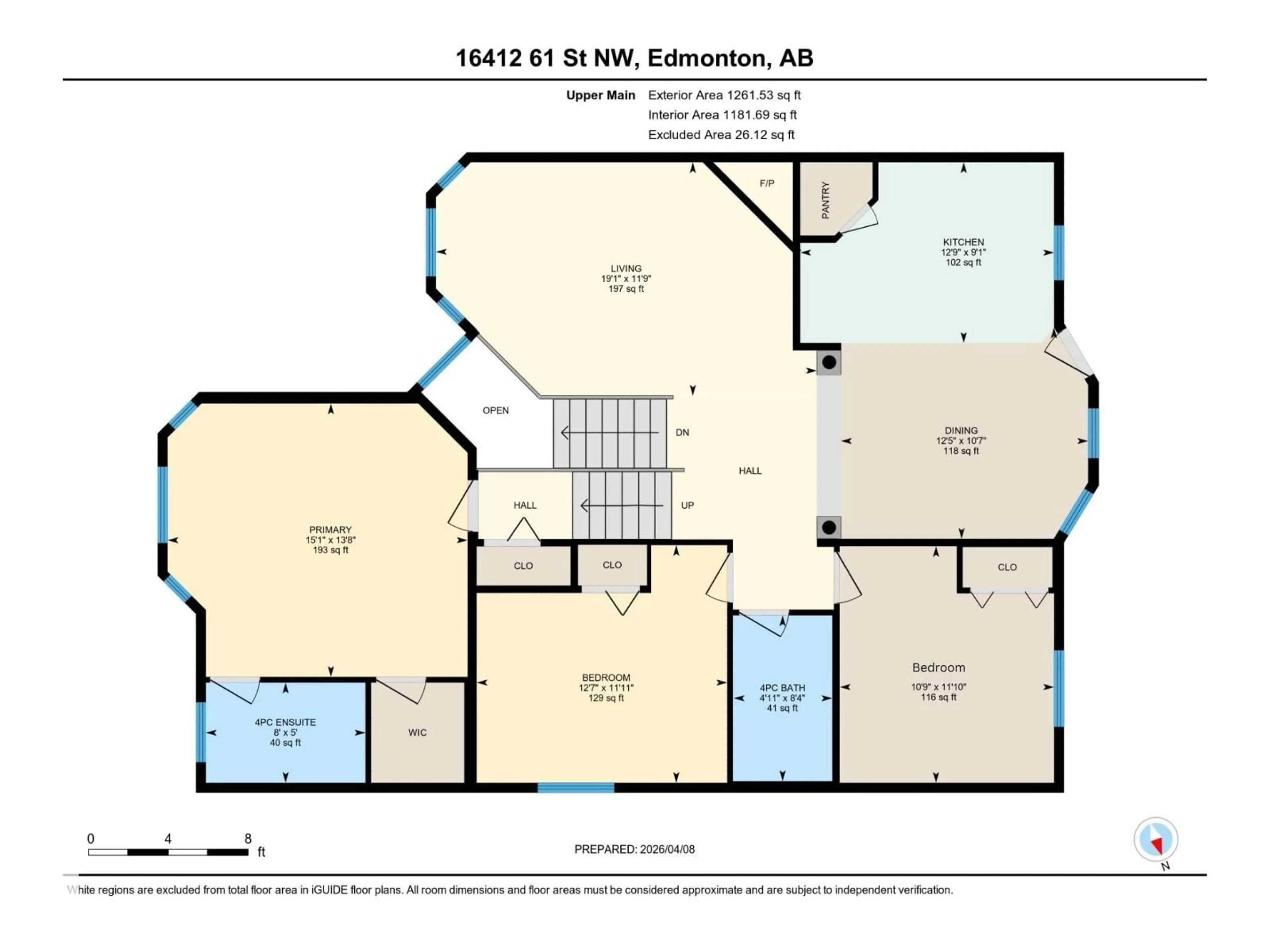 Floor plan for 16412 61 ST, Edmonton Alberta T5Y0A7