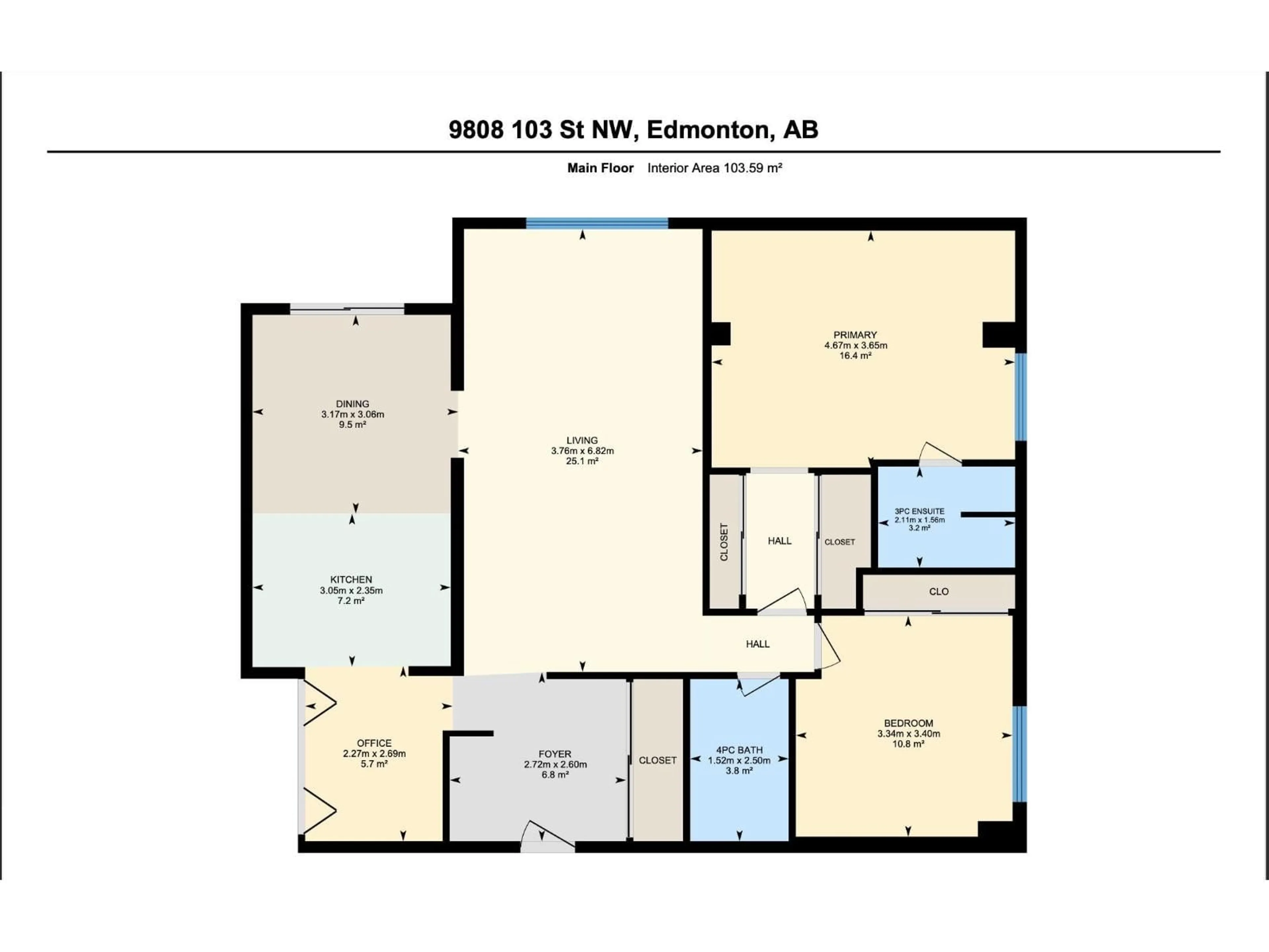 Floor plan for #805 - 9808 103 ST, Edmonton Alberta T5K2G4