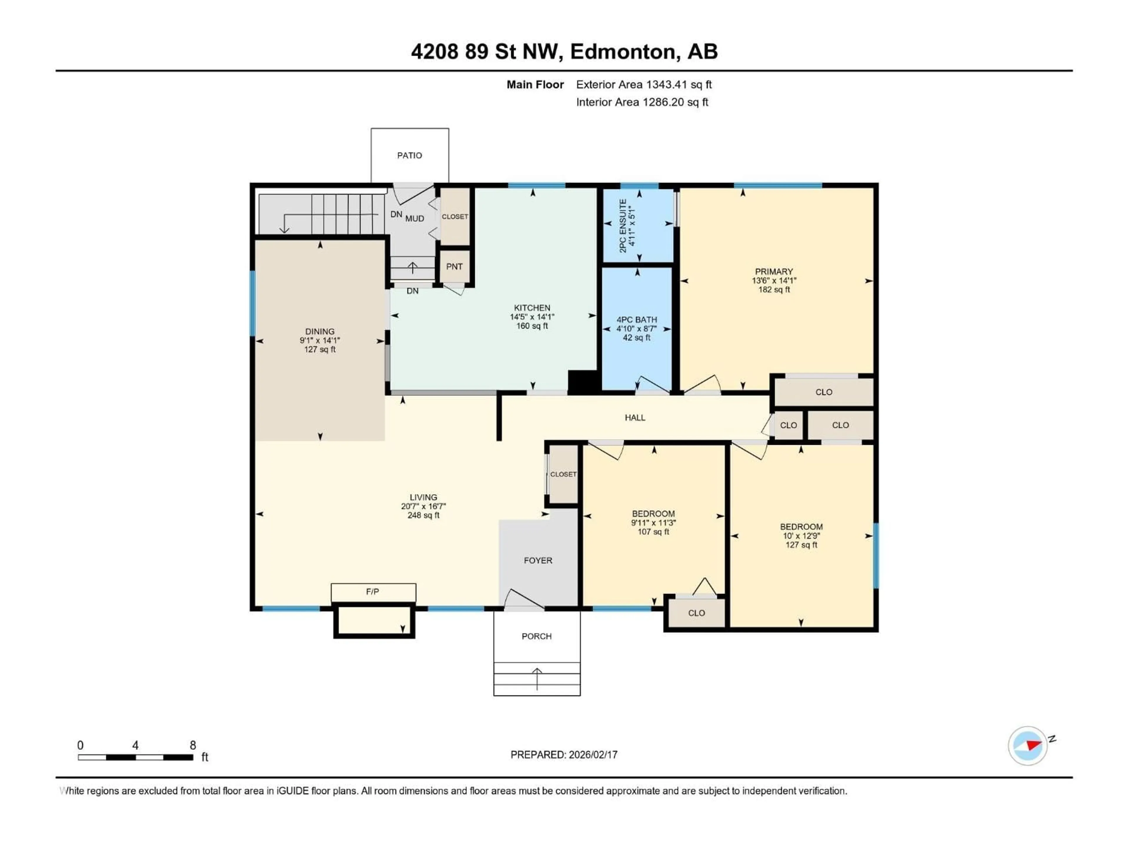 Floor plan for NW - 4208 89 ST, Edmonton Alberta T6K1B9