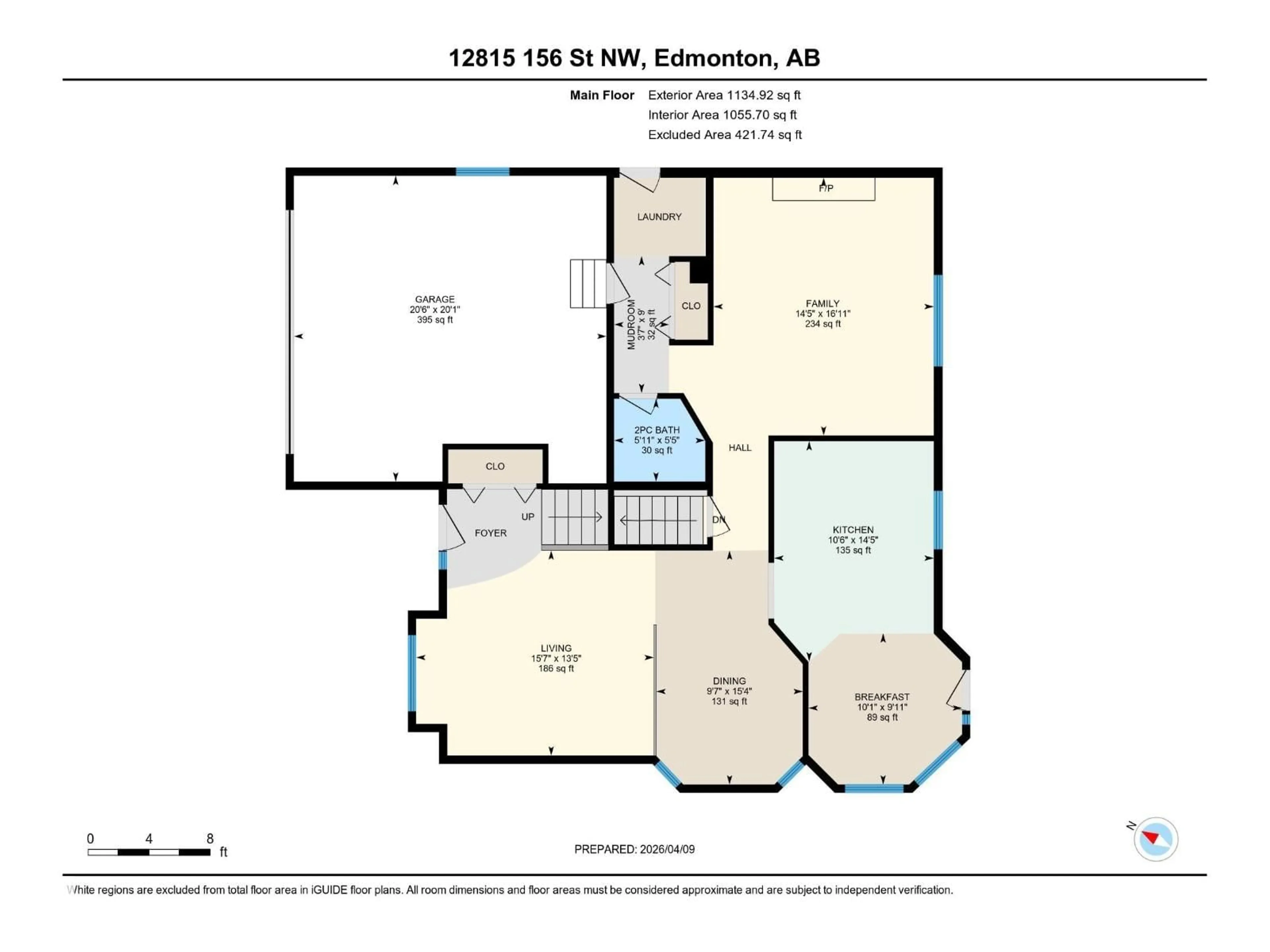 Floor plan for 12815 156 AV, Edmonton Alberta T6V1A6