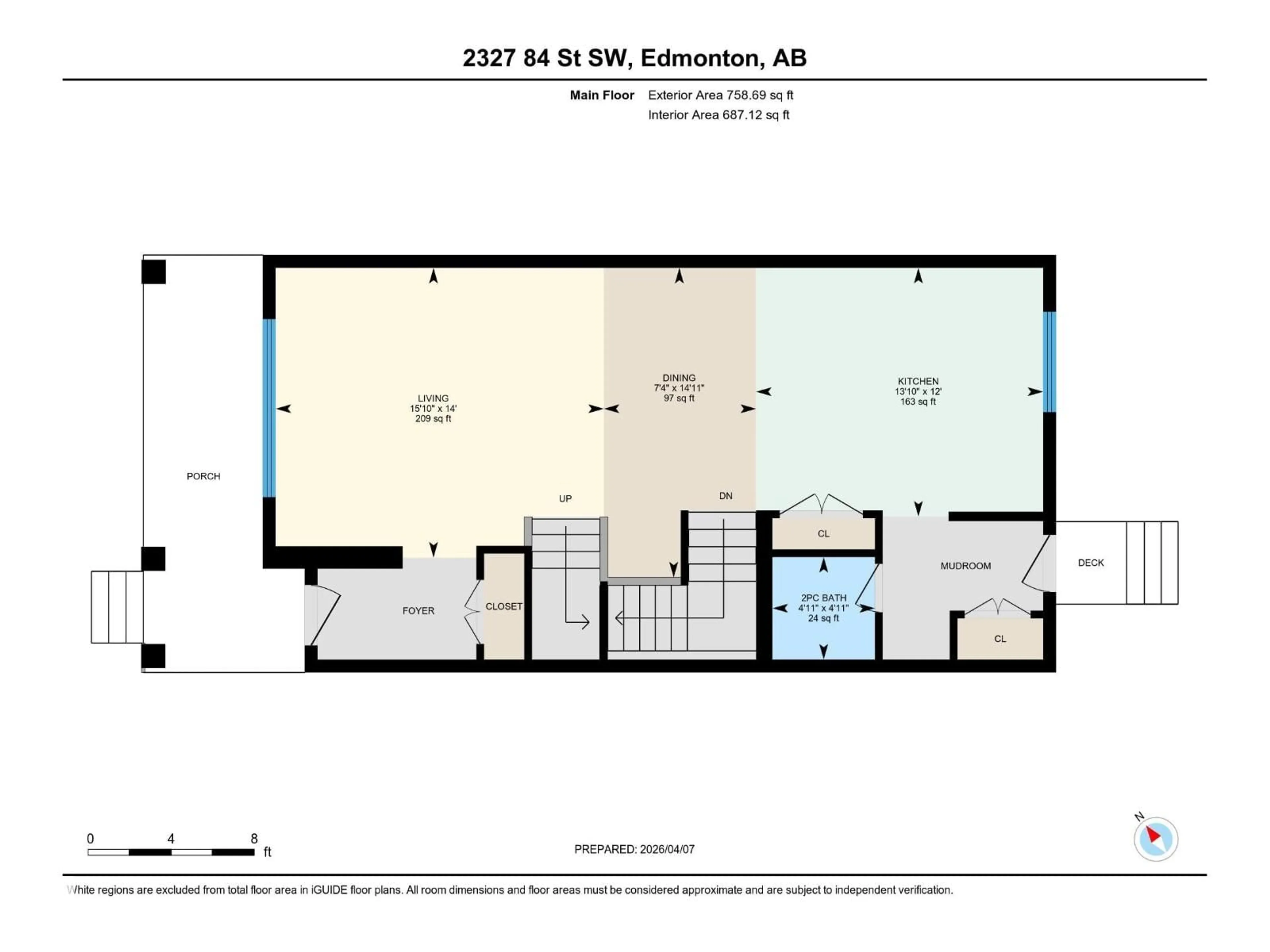 Floor plan for 2327 84 ST, Edmonton Alberta T6X1A2