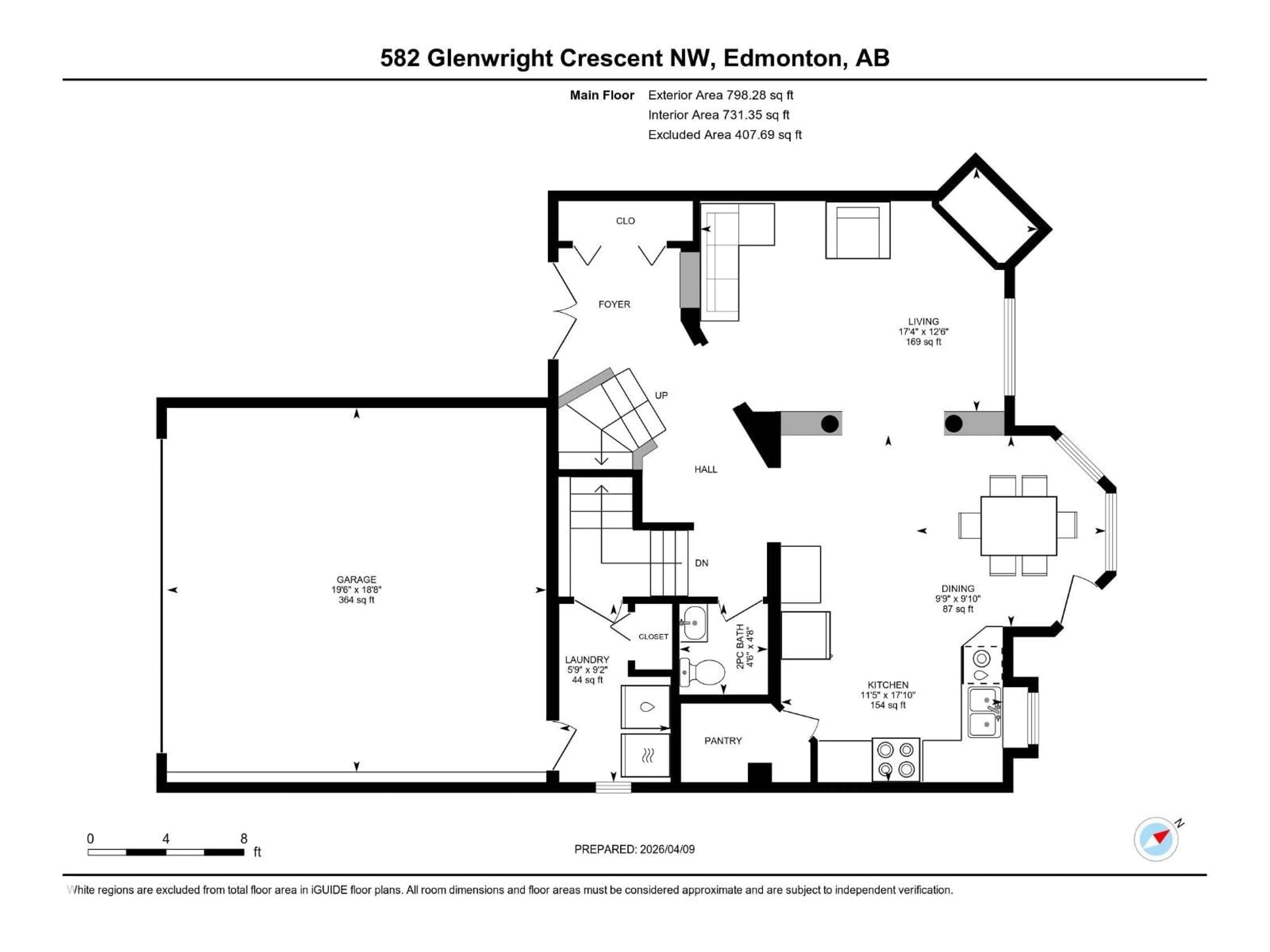 Floor plan for 582 GLENWRIGHT CR, Edmonton Alberta T5T6K8