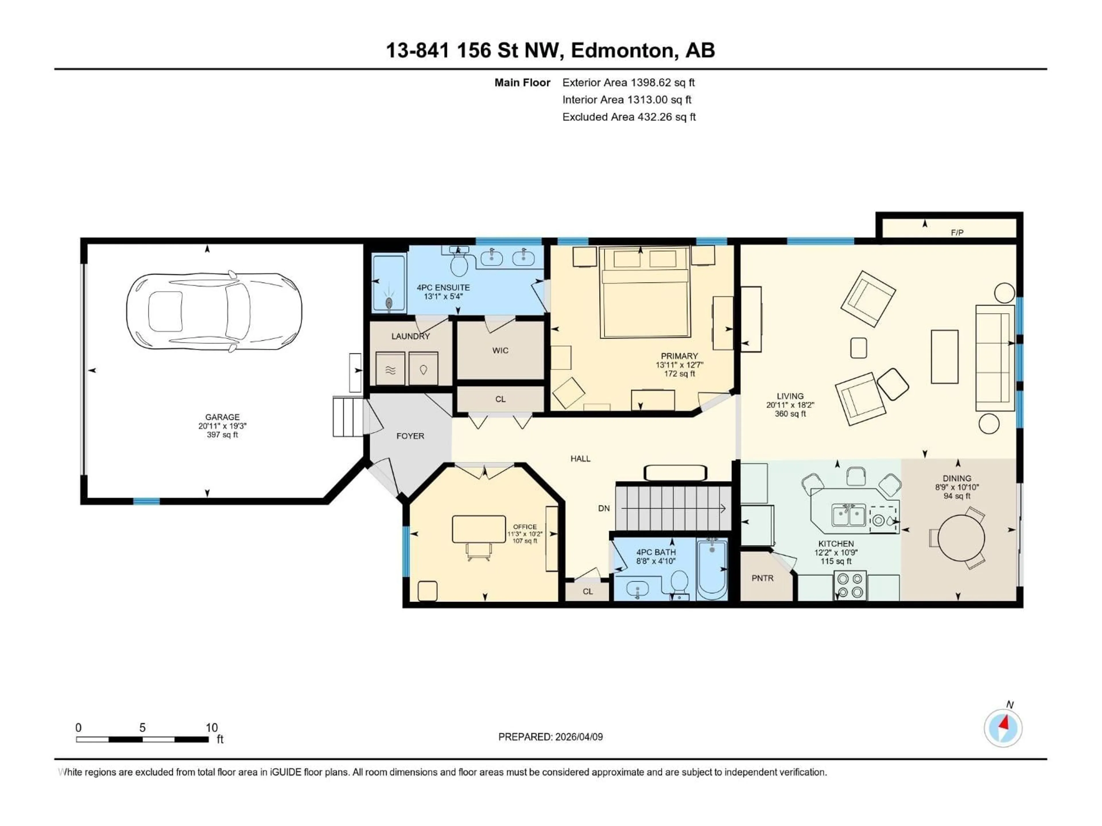 Floor plan for NW - 13 841 156 ST, Edmonton Alberta T6R0B3