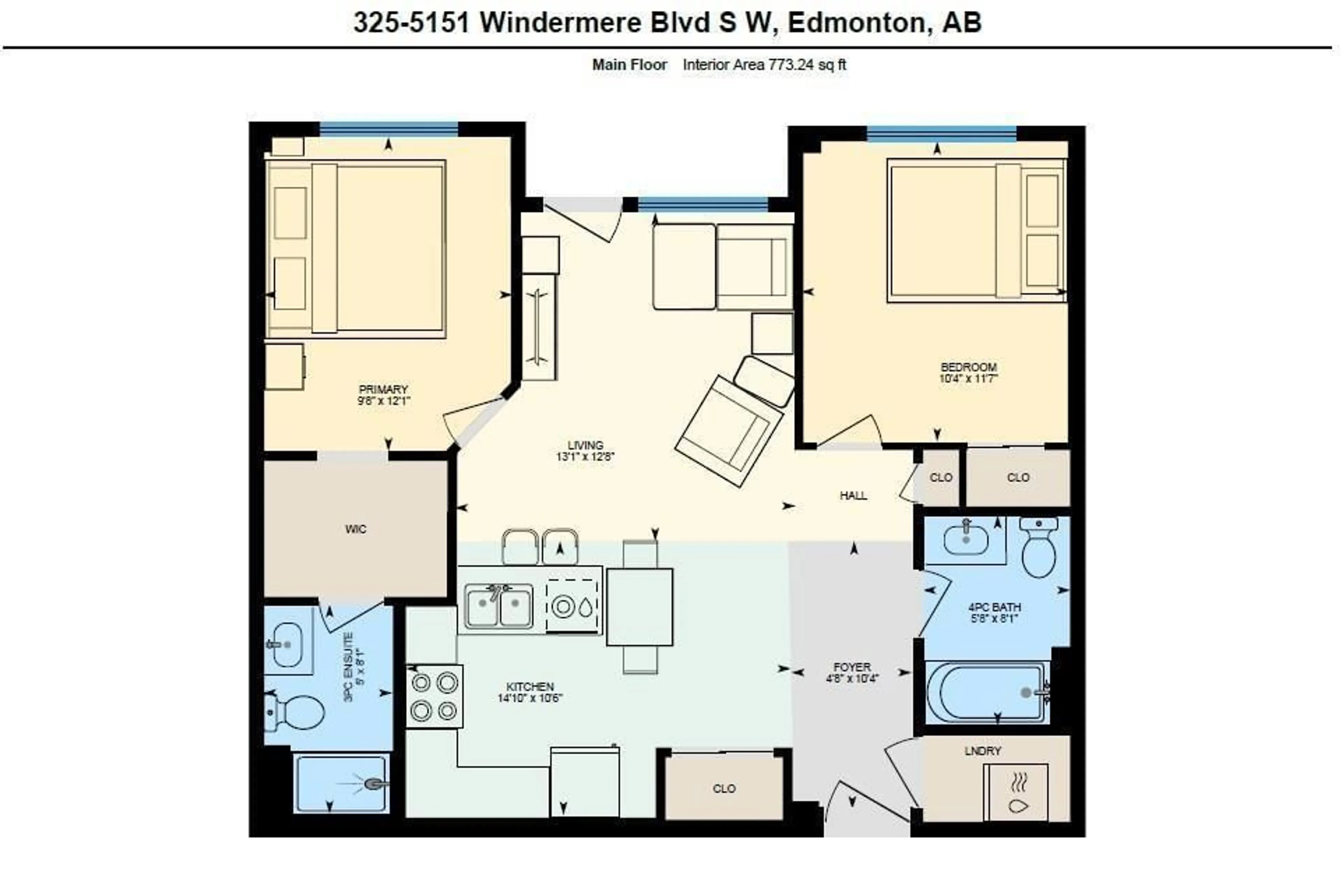 Floor plan for #325 - 5151 WINDERMERE BV, Edmonton Alberta T6W2K4