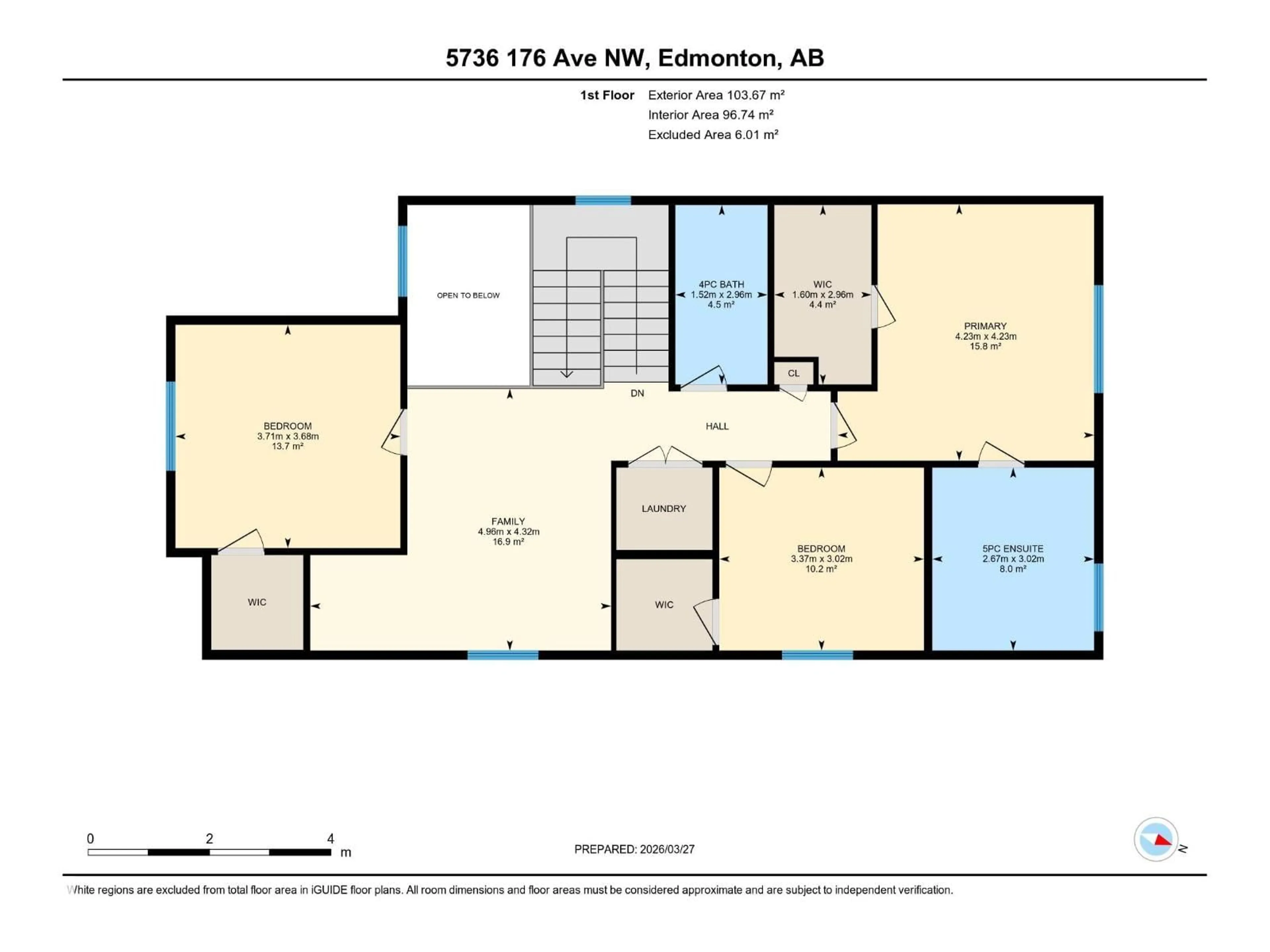 Floor plan for 5736 176 AV, Edmonton Alberta T5Y0Y2