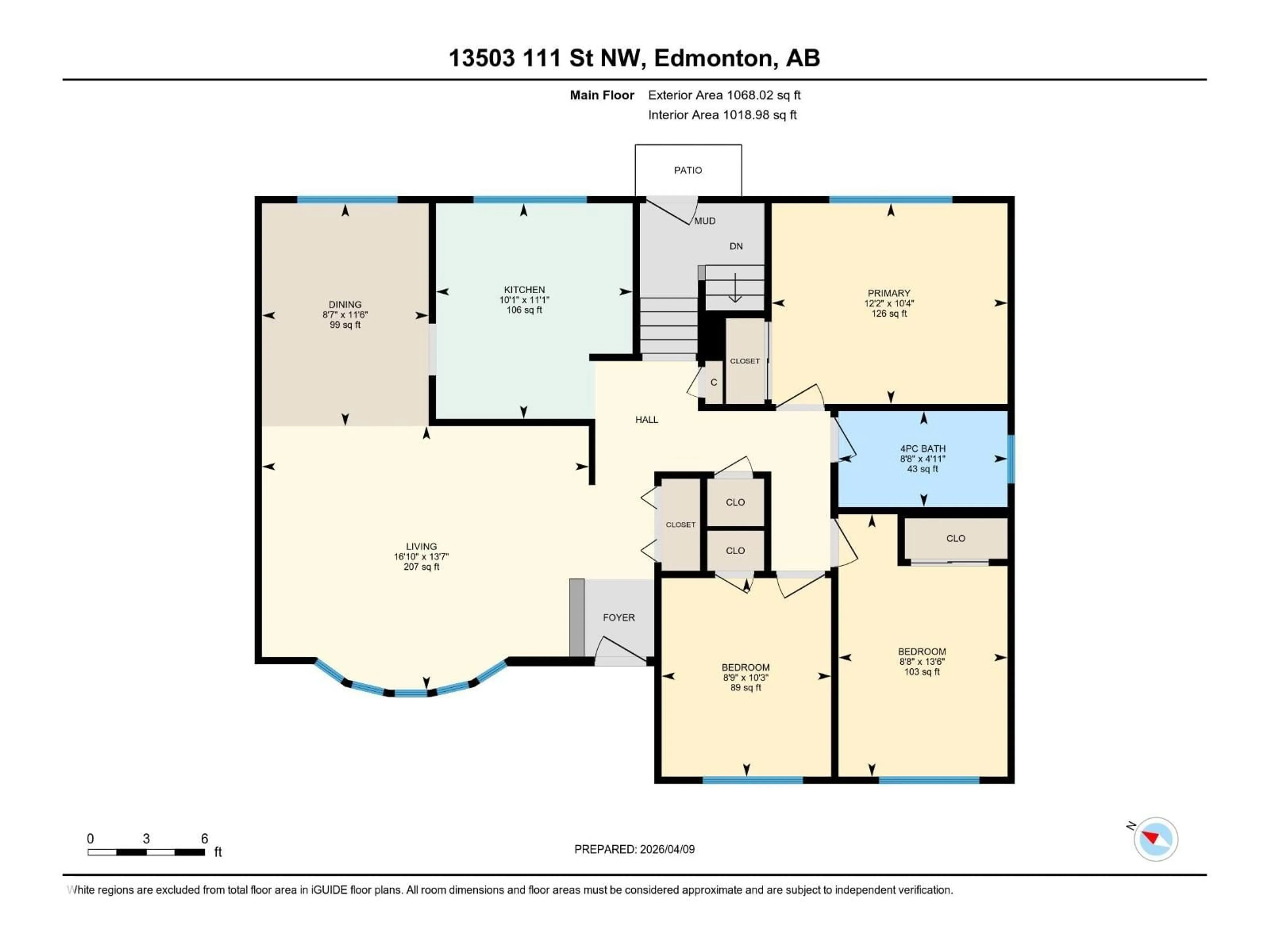 Floor plan for NW - 13503 111 ST, Edmonton Alberta T5E4Z7