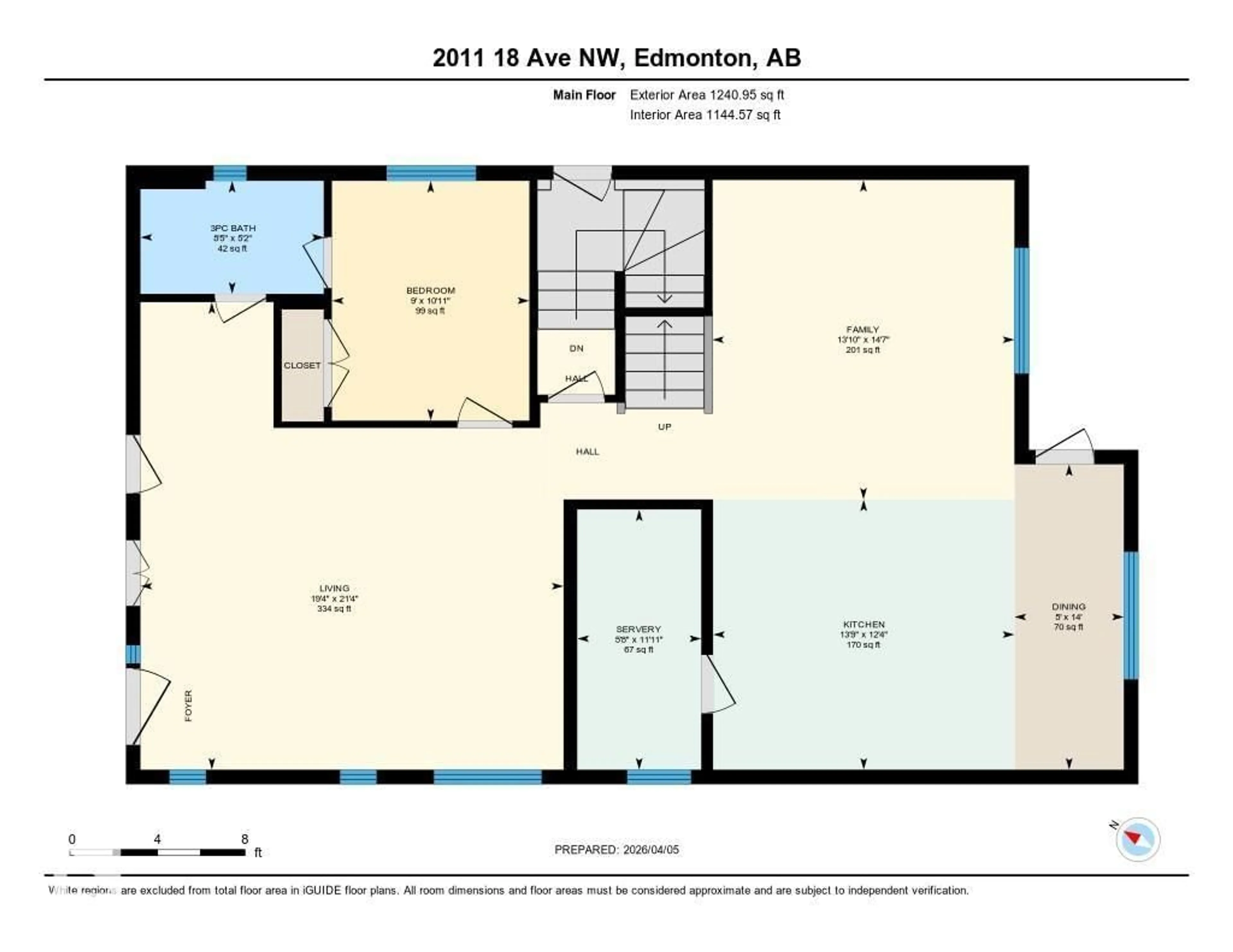 Floor plan for 2011 18 AV, Edmonton Alberta T6T2M8