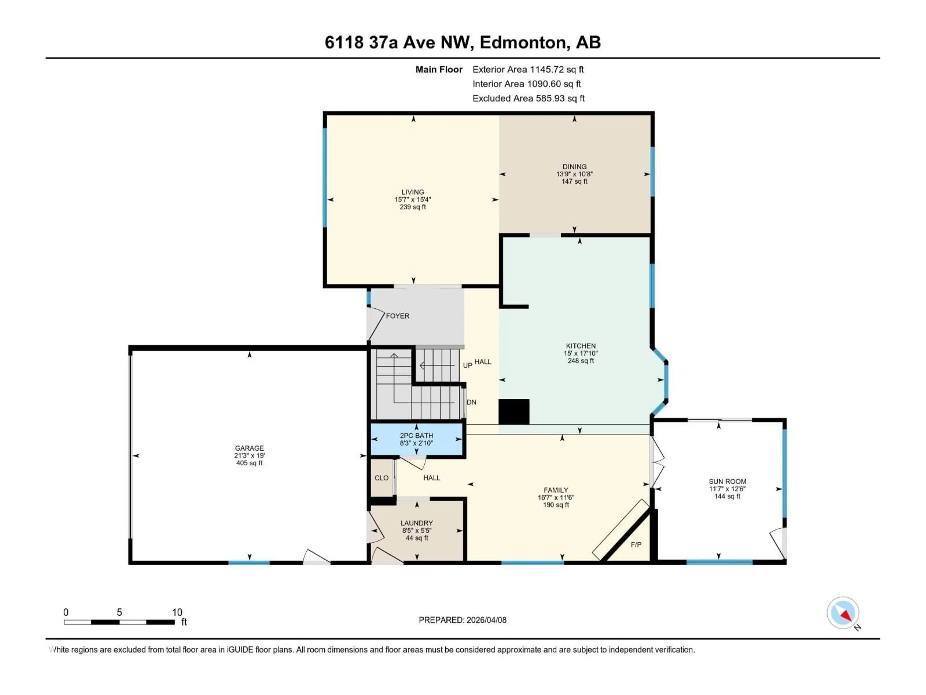 Floor plan for 6118 37A AV, Edmonton Alberta T6L1H4