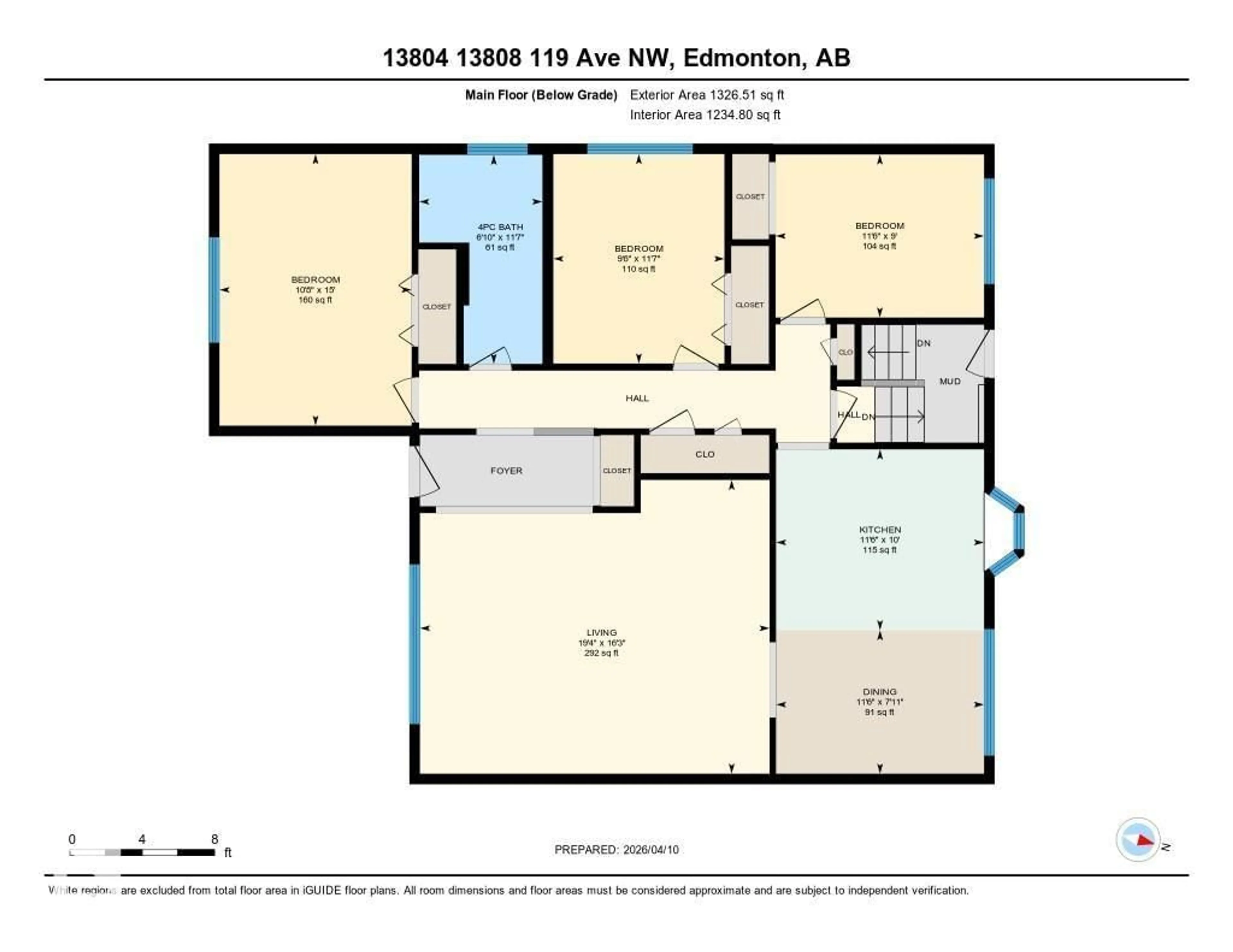 Floor plan for 13808 - 13804 119 AV NW, Edmonton Alberta T5L2N6