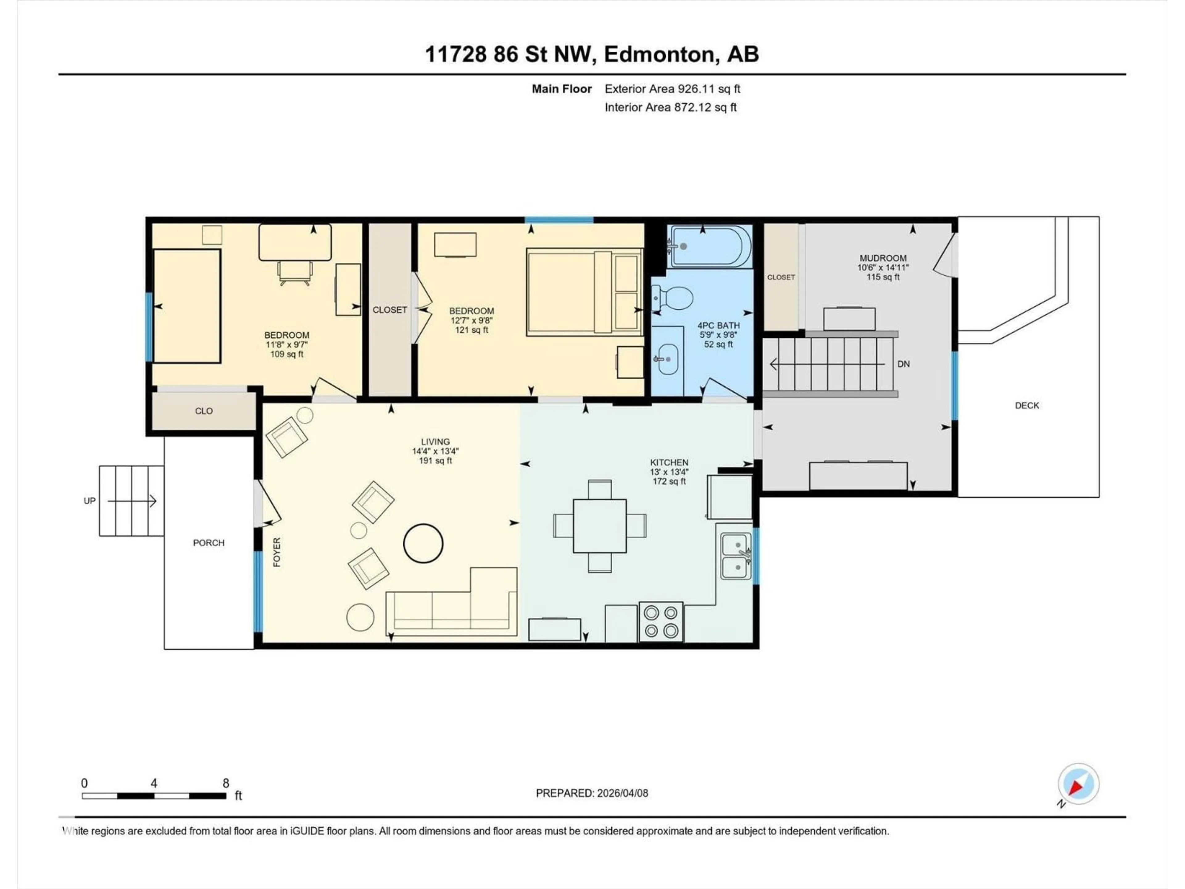 Floor plan for 11728 86 ST, Edmonton Alberta T5B3J8