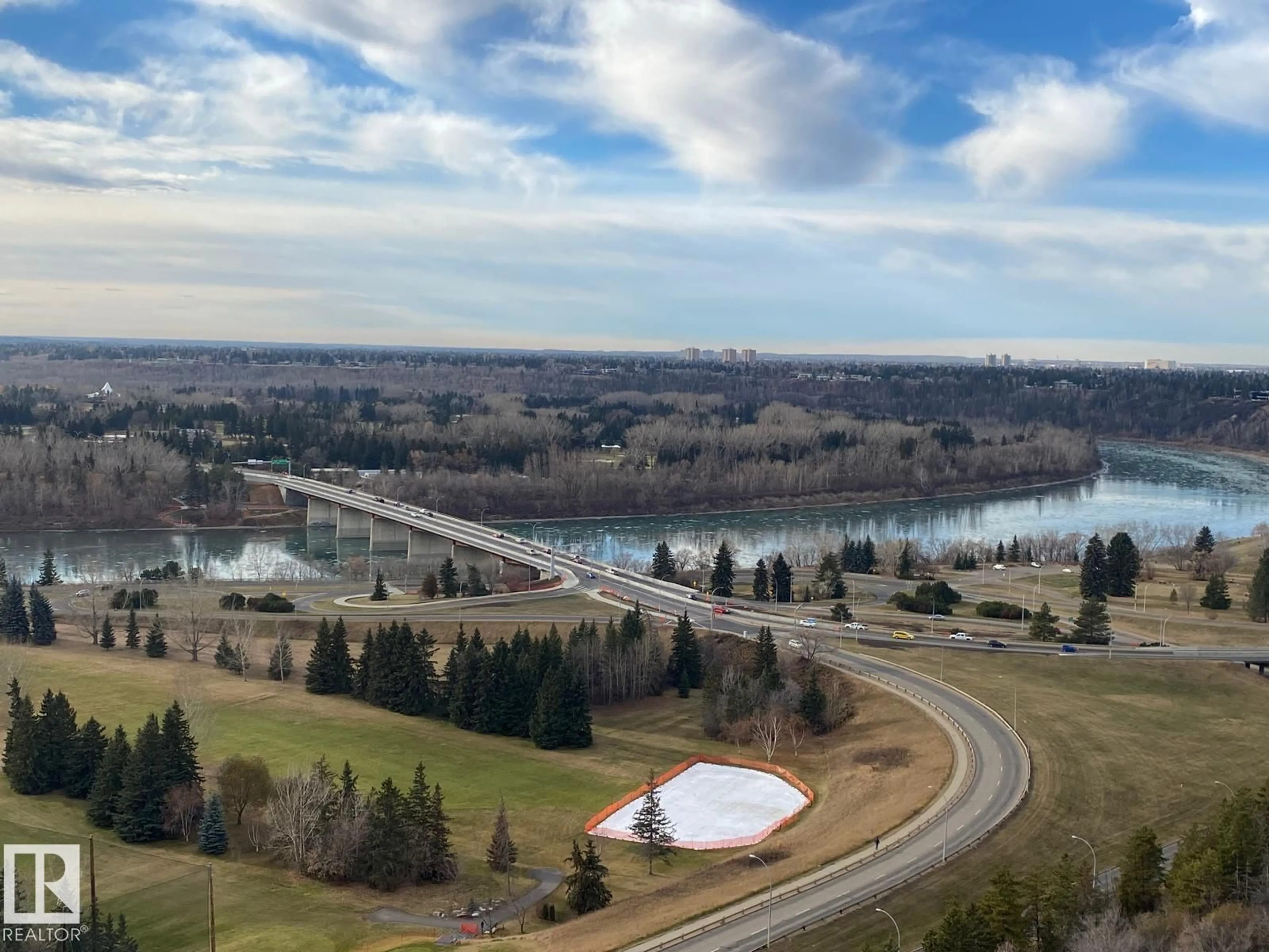 A pic from outside/outdoor area/front of a property/back of a property/a pic from drone, water/lake/river/ocean view for 1406 - 12141 JASPER AV, Edmonton Alberta T5N3X8