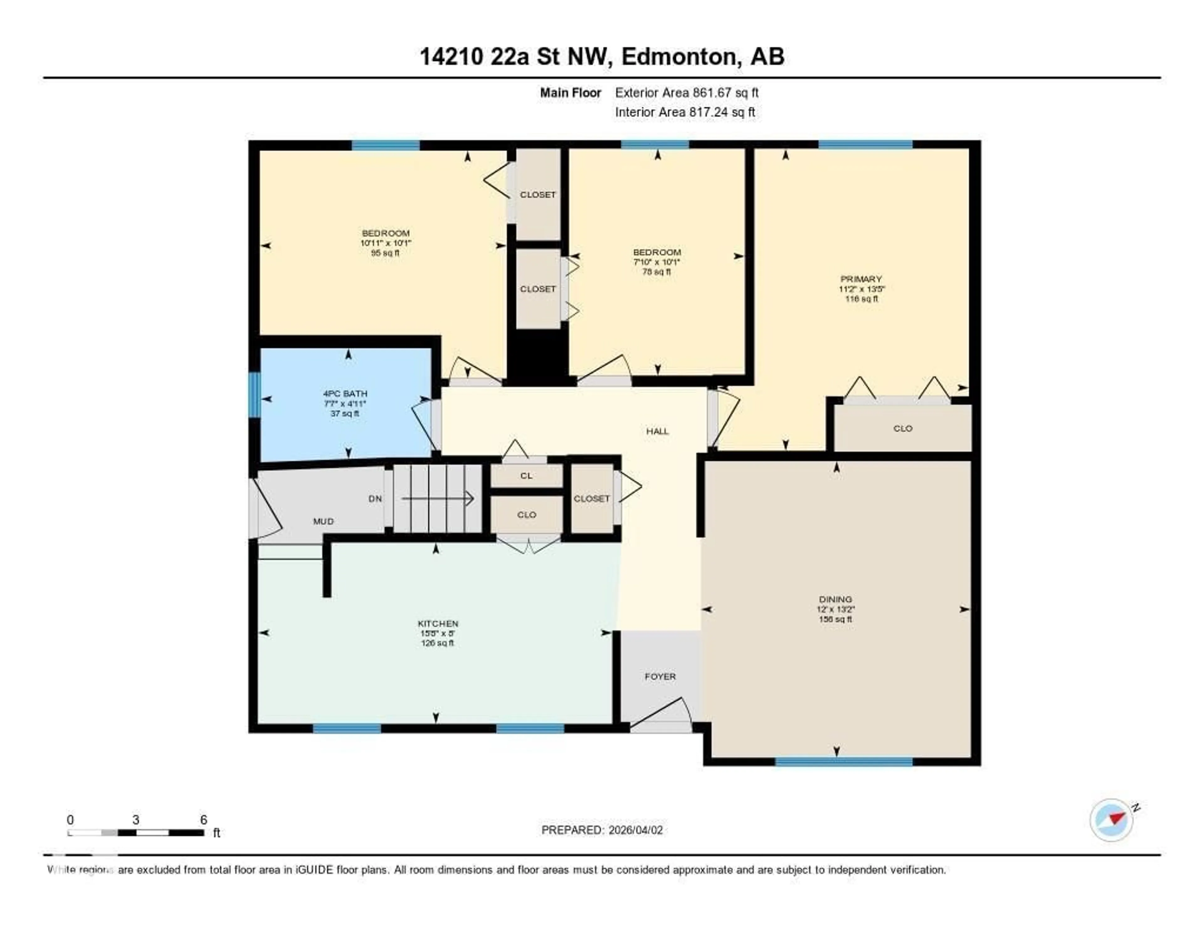 Floor plan for 14210 22A ST NW, Edmonton Alberta T5Y1E1