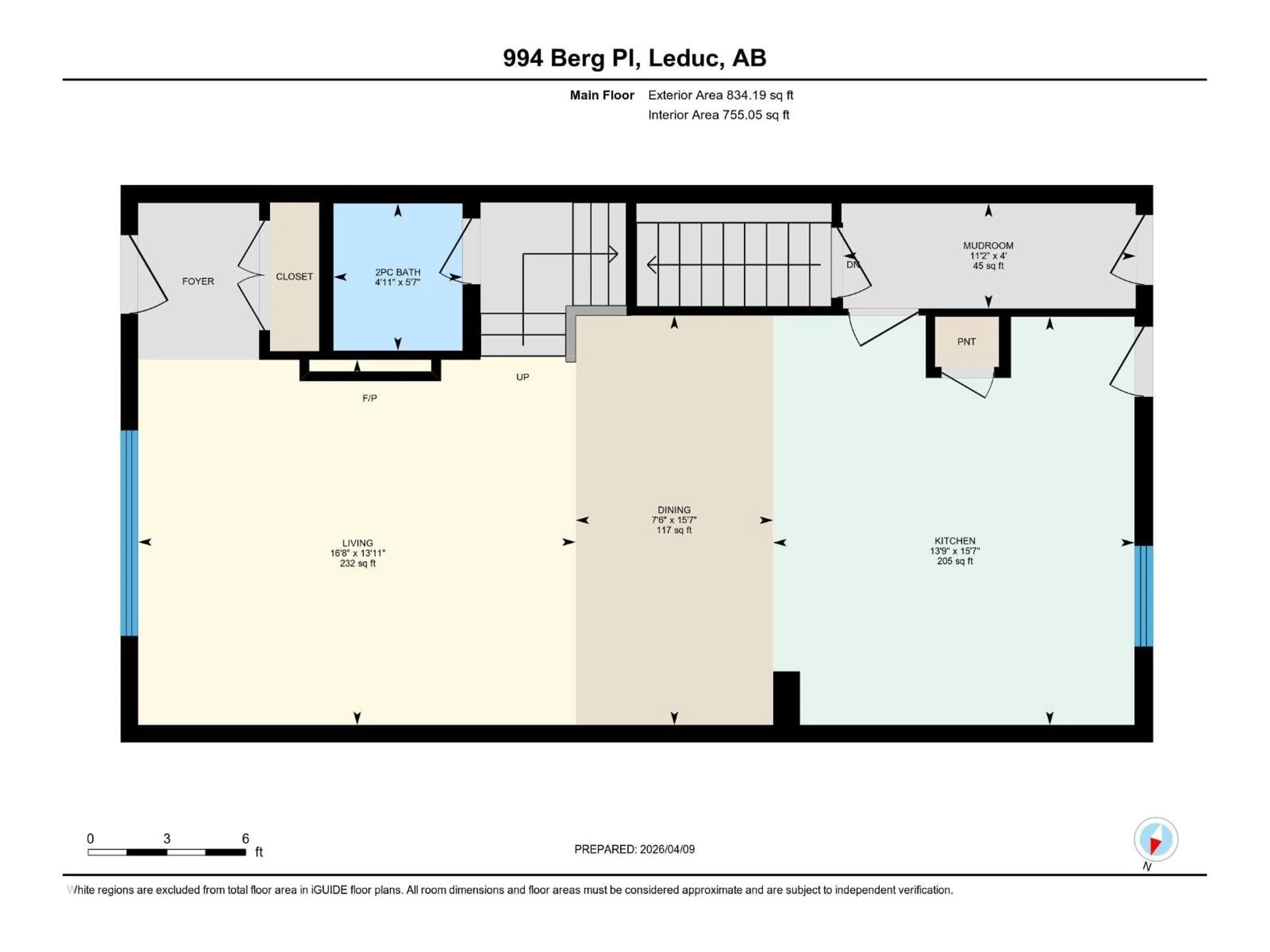Floor plan for 994 BERG PL, Leduc Alberta T9E1J7
