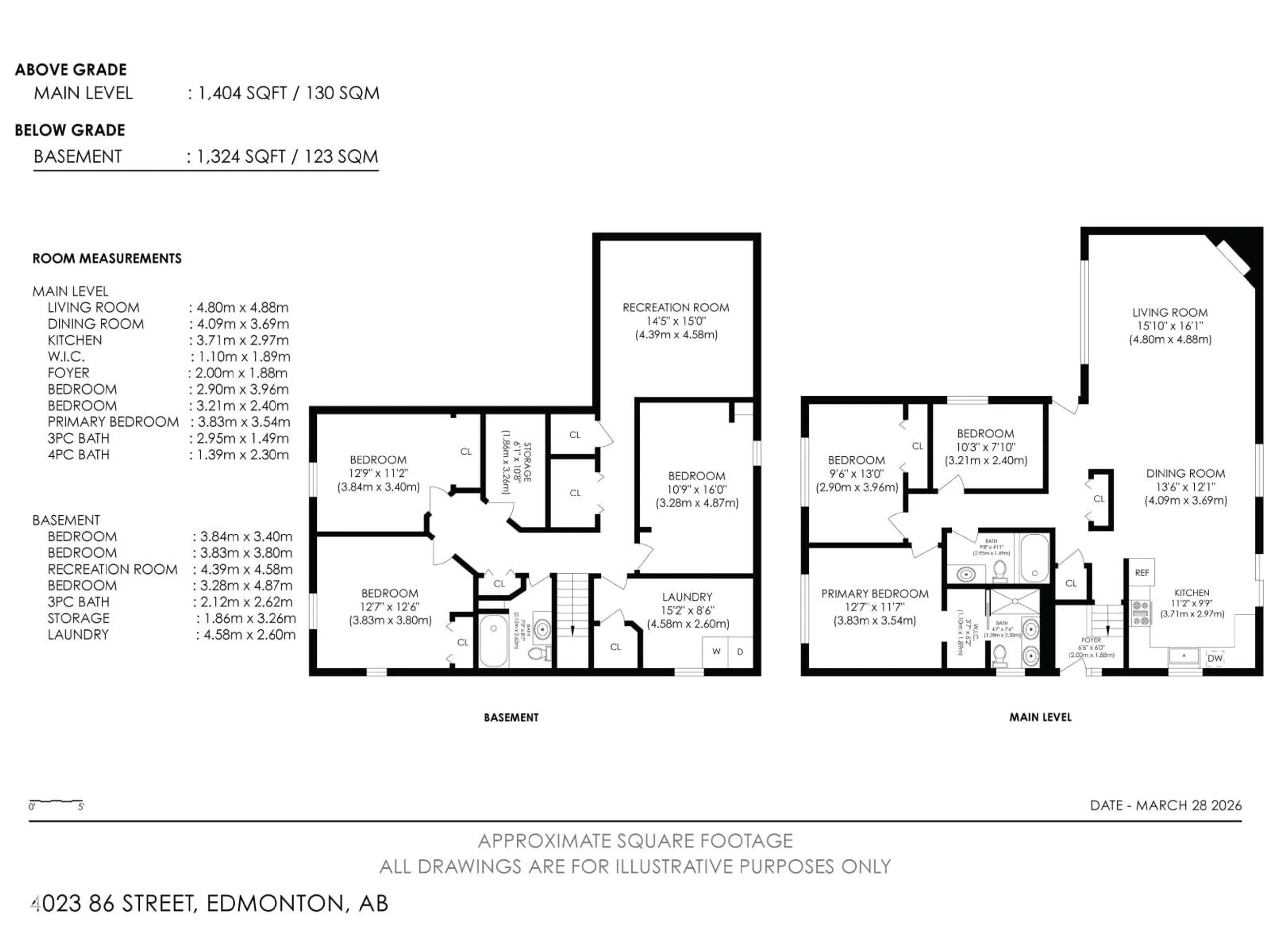 Floor plan for 4023 86 ST, Edmonton Alberta T6K1H3