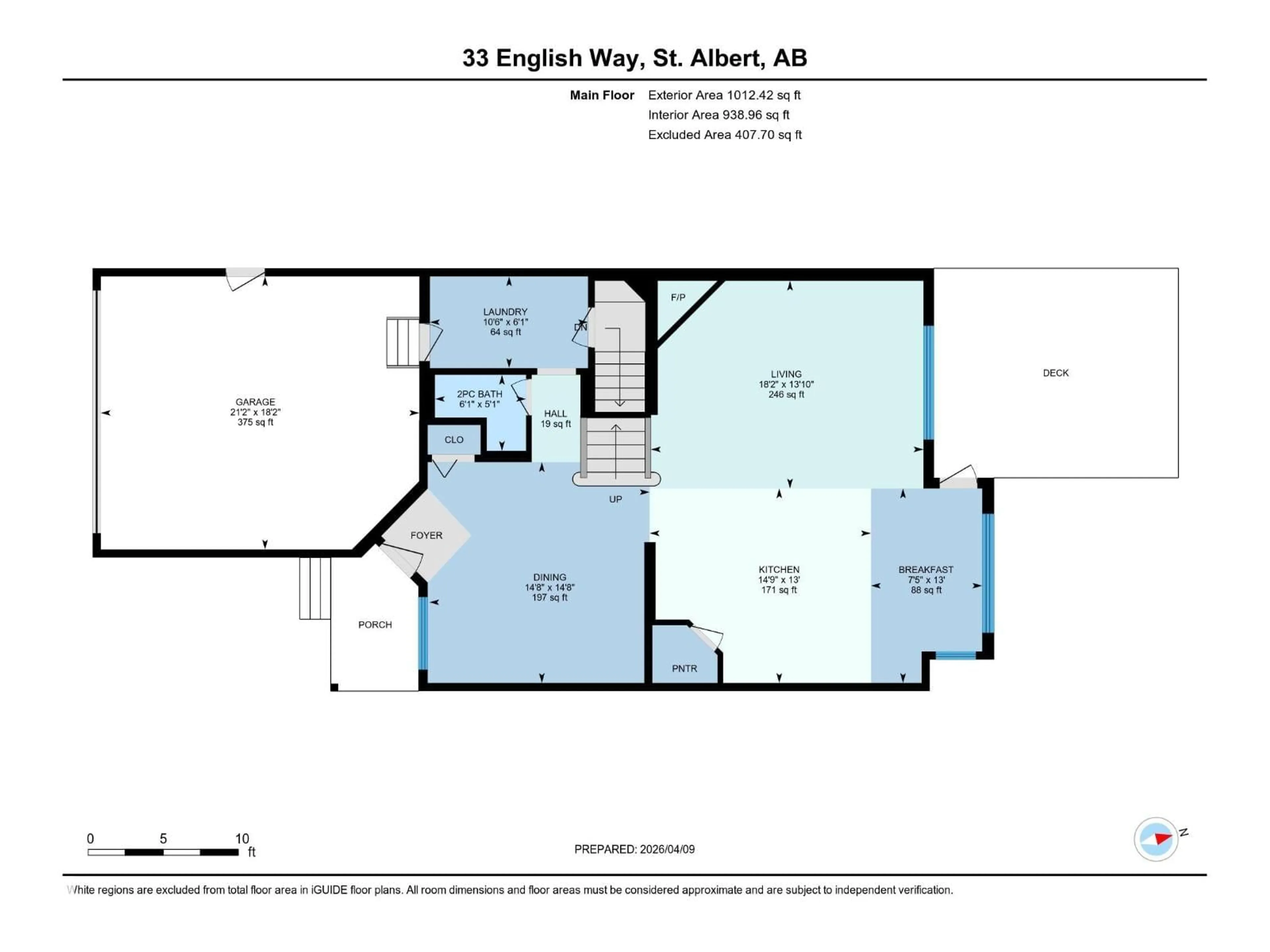 Floor plan for 33 ENGLISH WY, St. Albert Alberta T8N7G7