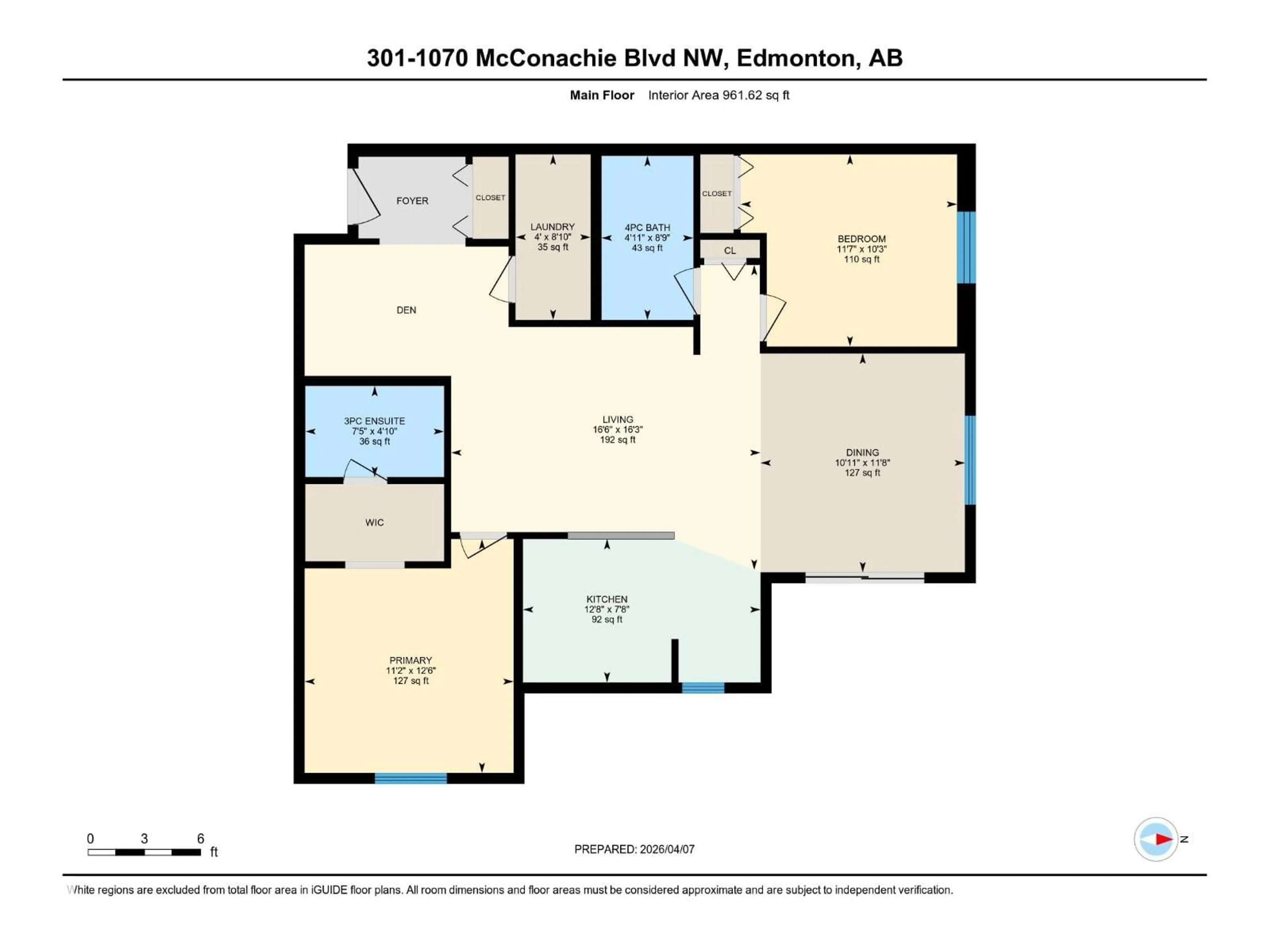 Floor plan for 301 - 1070 MCCONACHIE BV, Edmonton Alberta T5Y0X1