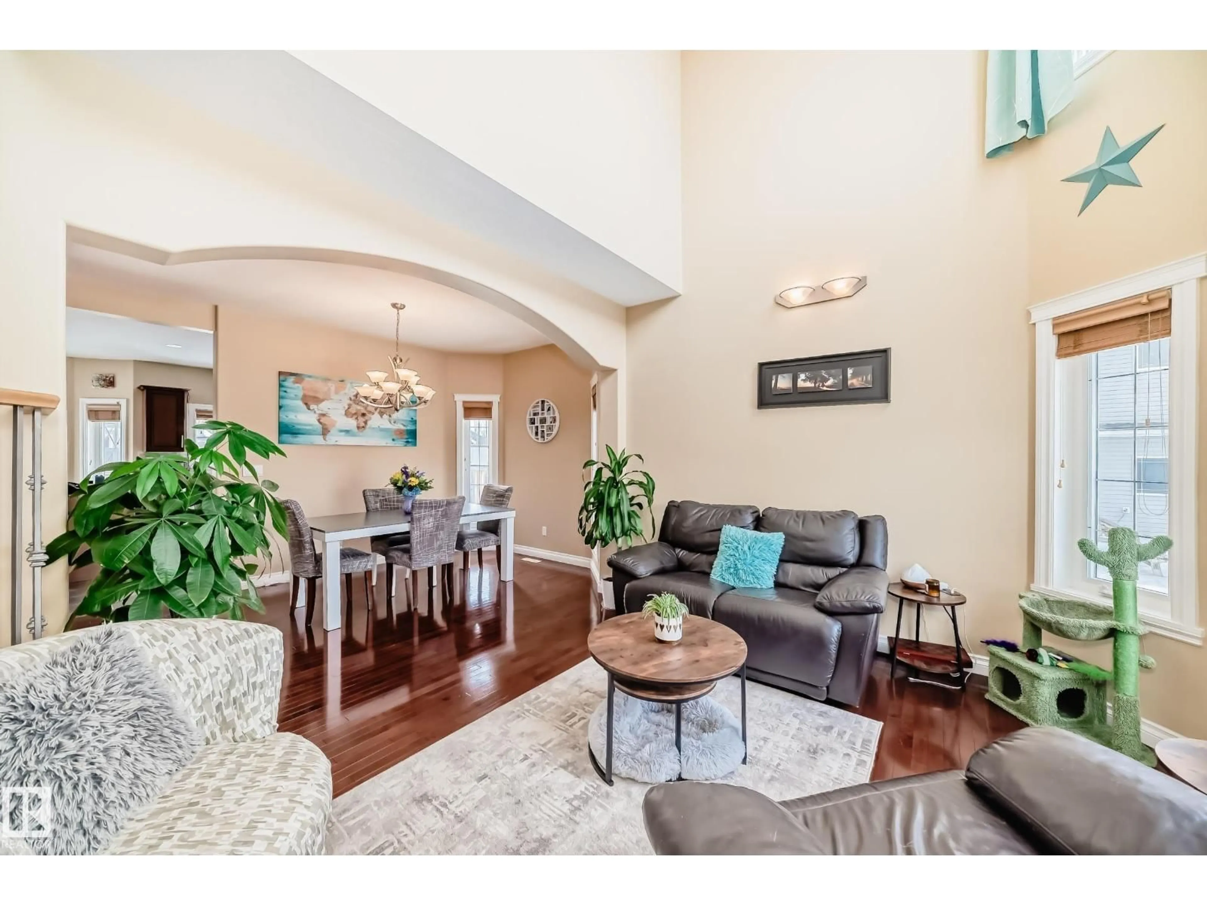 Living room with furniture, wood/laminate floor for 6903 38 AV, Camrose Alberta T4V5A8