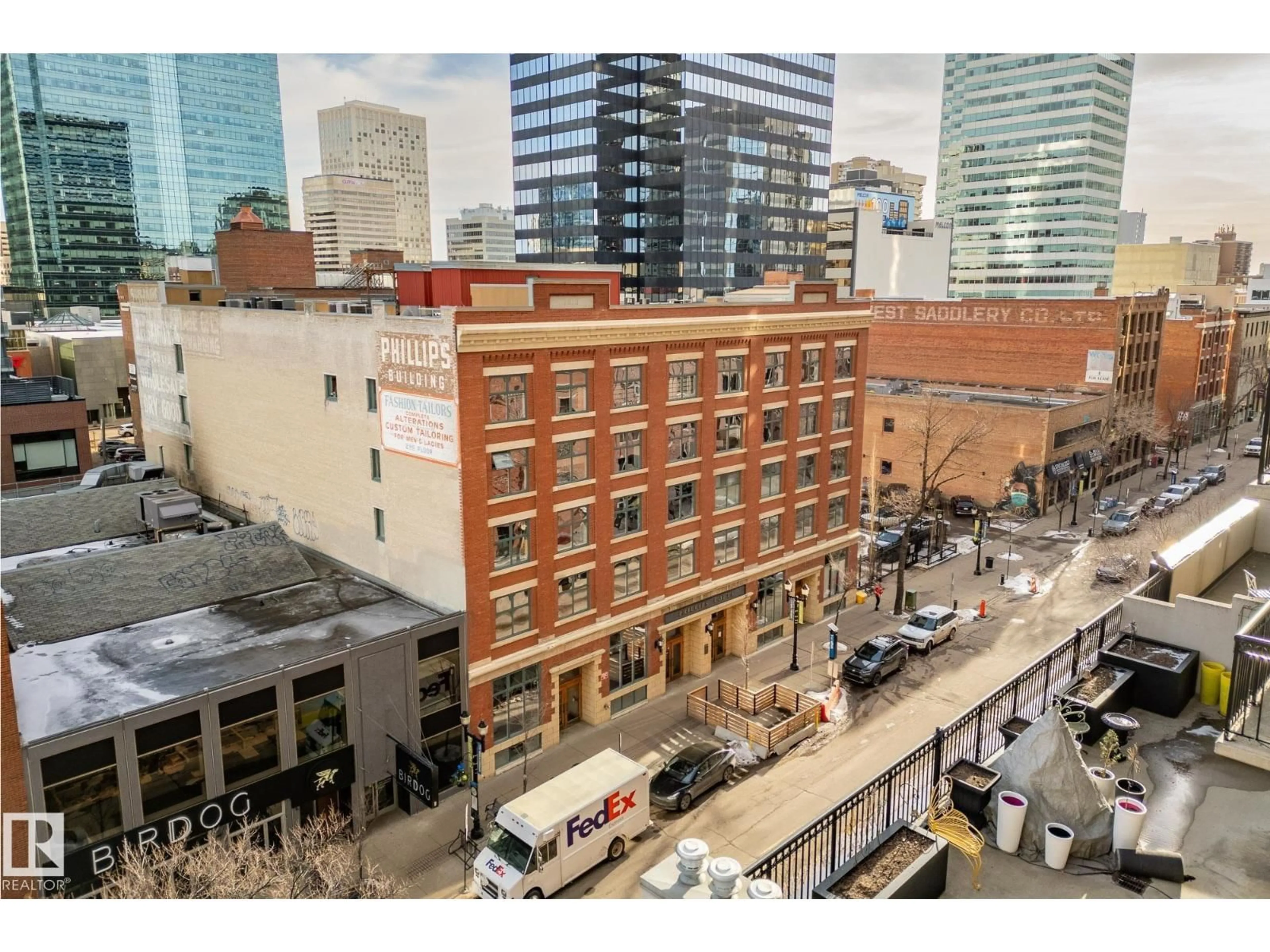 A pic from outside/outdoor area/front of a property/back of a property/a pic from drone, city buildings view from balcony for #302 - 10169 104 ST, Edmonton Alberta T5J1A5