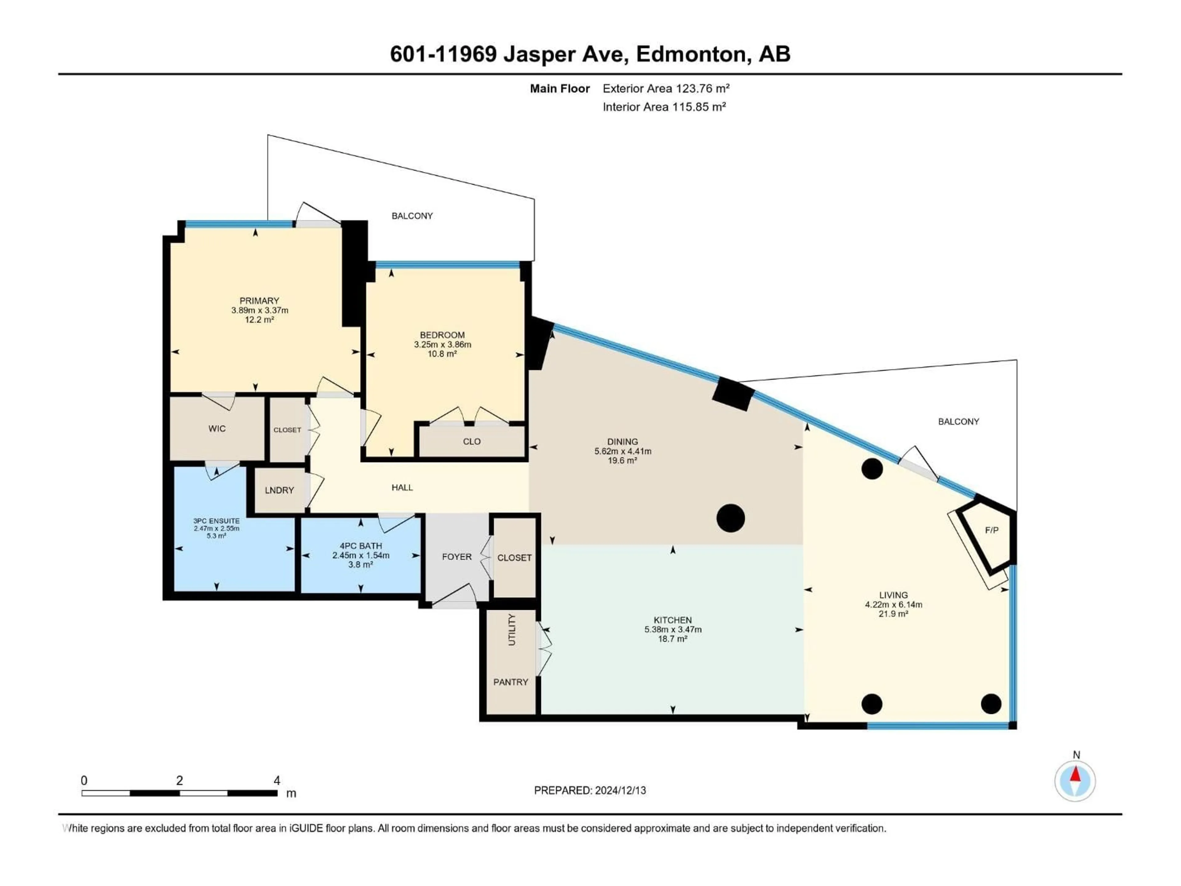 Floor plan for #601 - 11969 JASPER AV NW, Edmonton Alberta T5K0P1