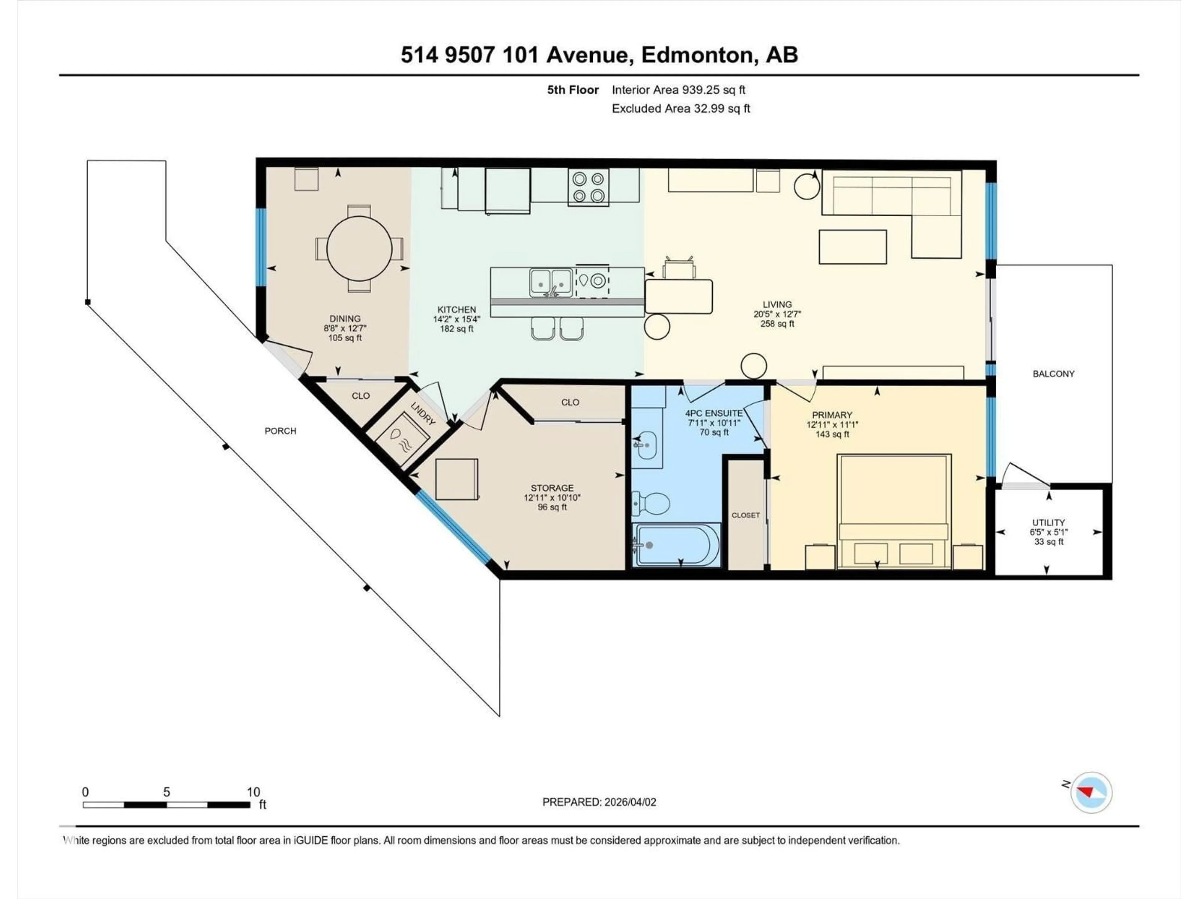 Floor plan for #514 - 9507 101 AV, Edmonton Alberta T6H4R1