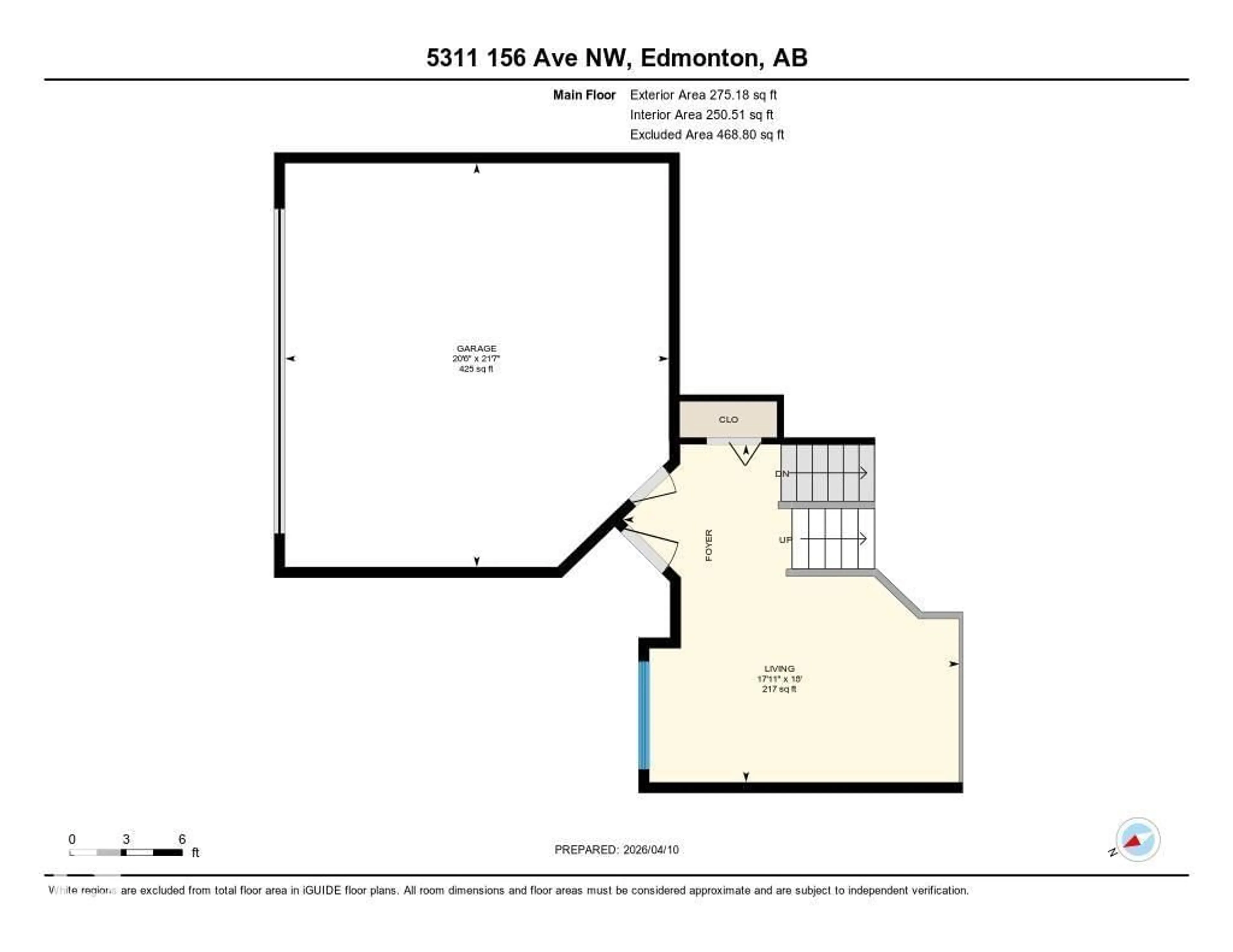 Floor plan for NW - 5311 156 AV, Edmonton Alberta T5Y2T3