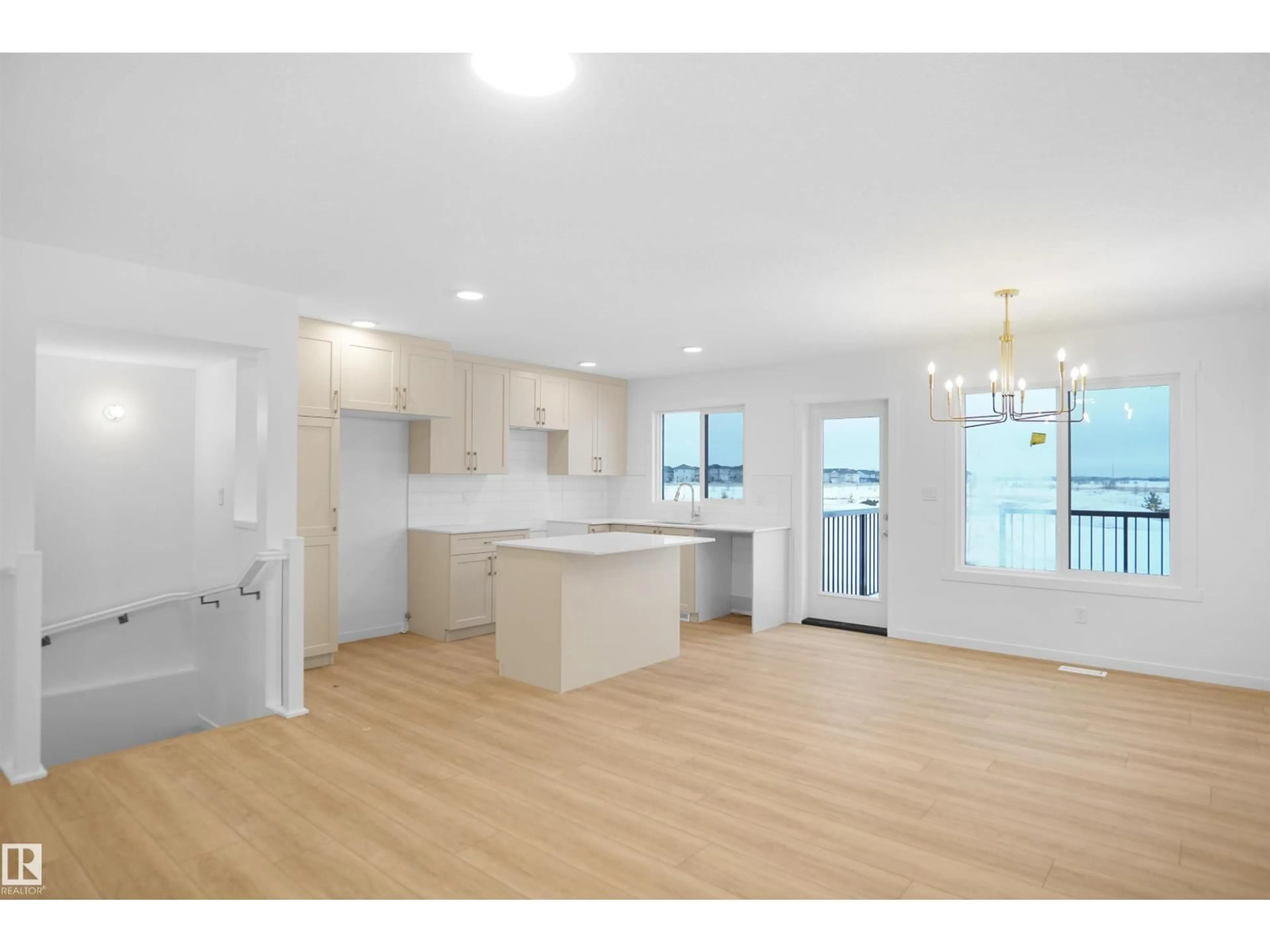 Open concept kitchen, wood/laminate floor for #25 - 1430 ASTER WY, Edmonton Alberta T6T2N8