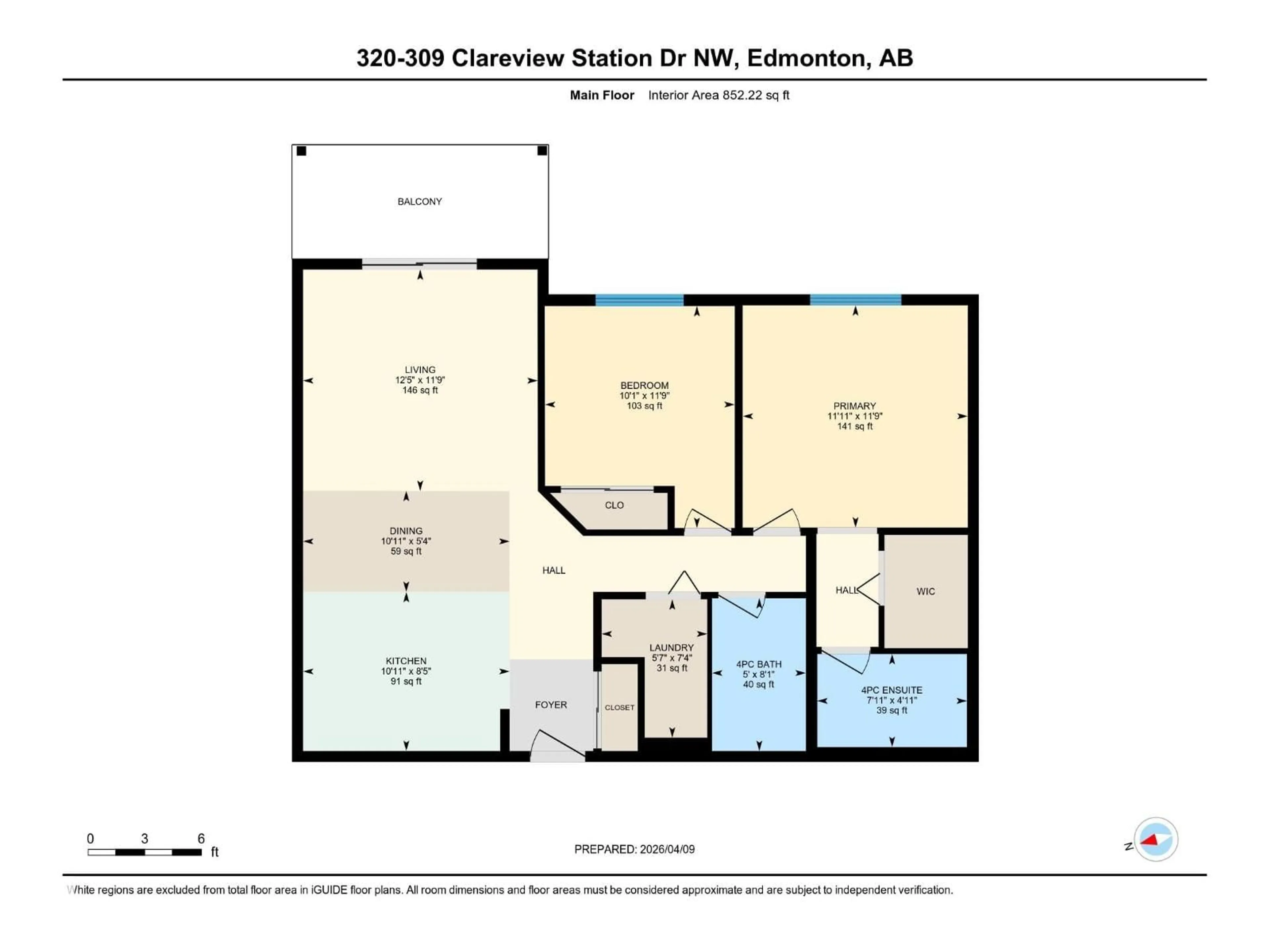 Floor plan for #320 - 309 CLAREVIEW STATION DR, Edmonton Alberta T5Y0C5