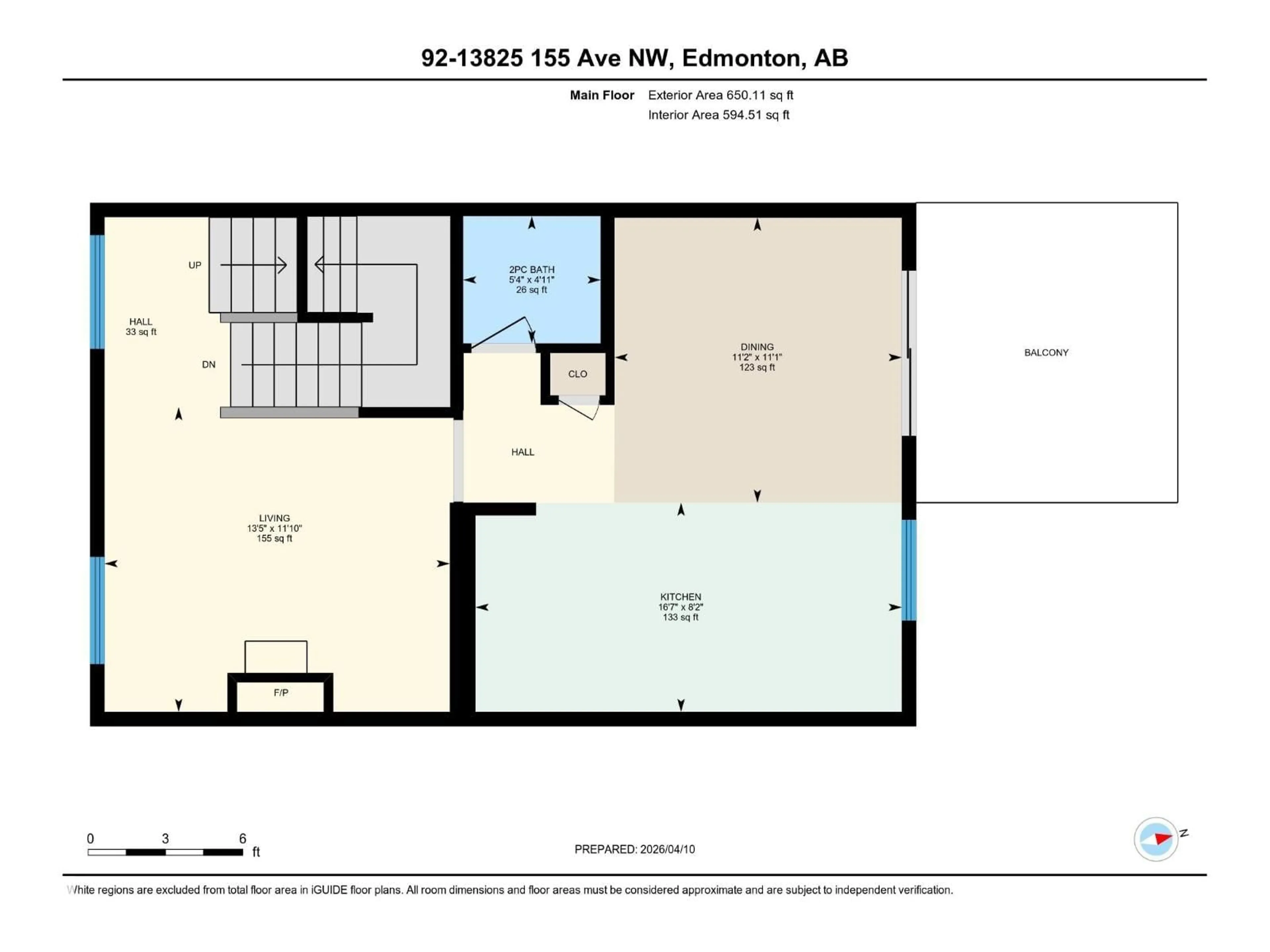 Floor plan for 92 - 13825 155 AV, Edmonton Alberta T6V0B8