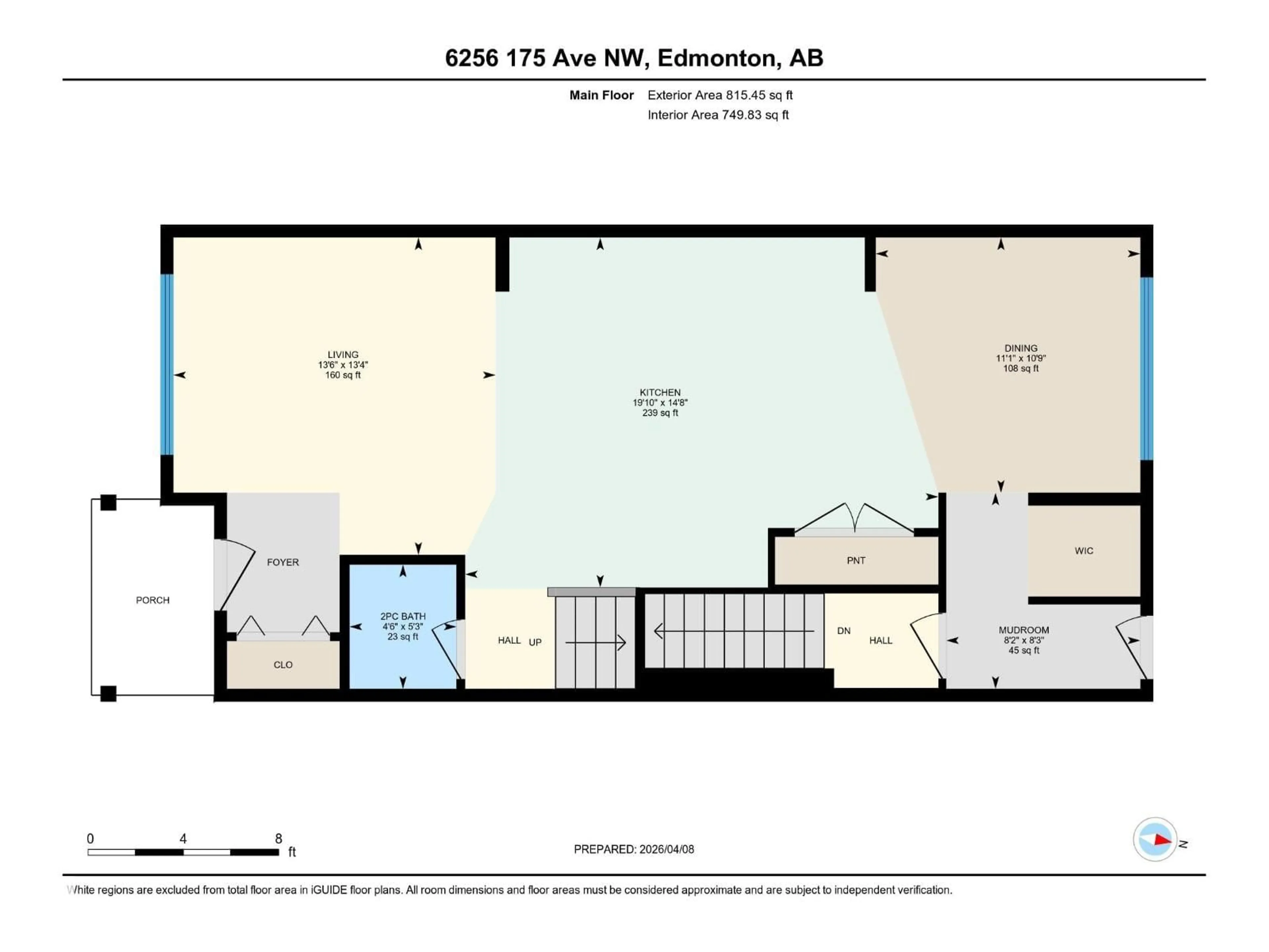 Floor plan for 6256 175 AV, Edmonton Alberta T5Y4H3
