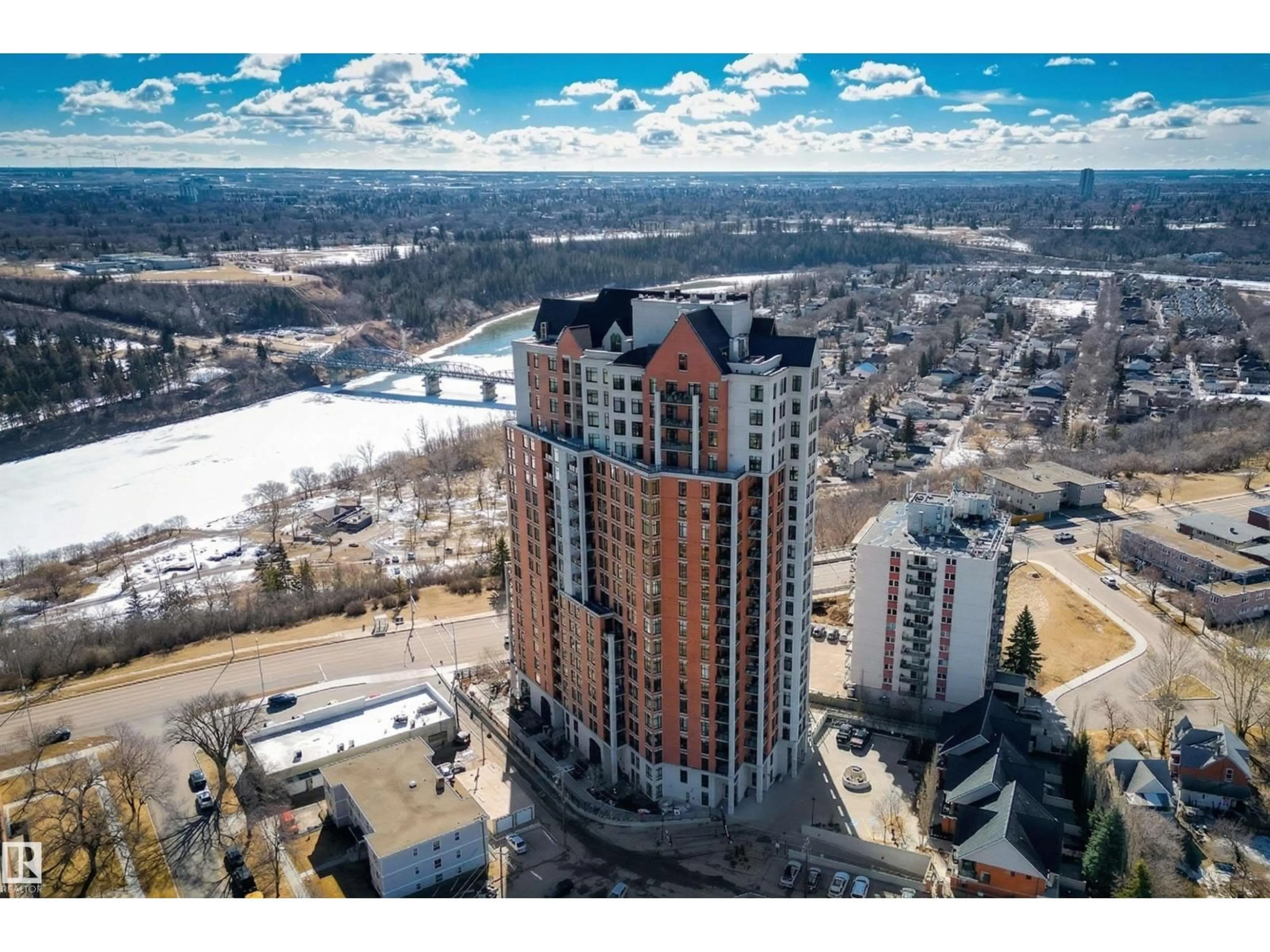 A pic from outside/outdoor area/front of a property/back of a property/a pic from drone, building for #1003 - 9020 JASPER AV, Edmonton Alberta T5H3S8