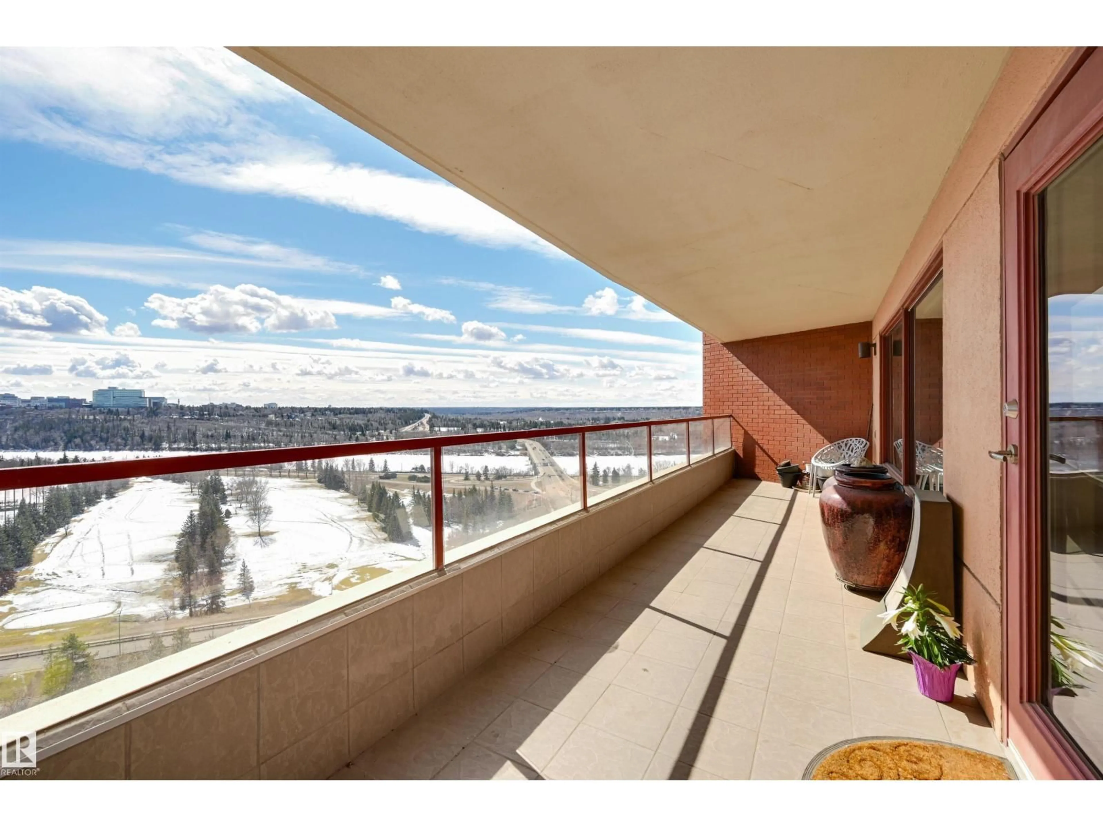 Balcony in the apartment, water/lake/river/ocean view for 701 - 12319 JASPER AV, Edmonton Alberta T5N4A7