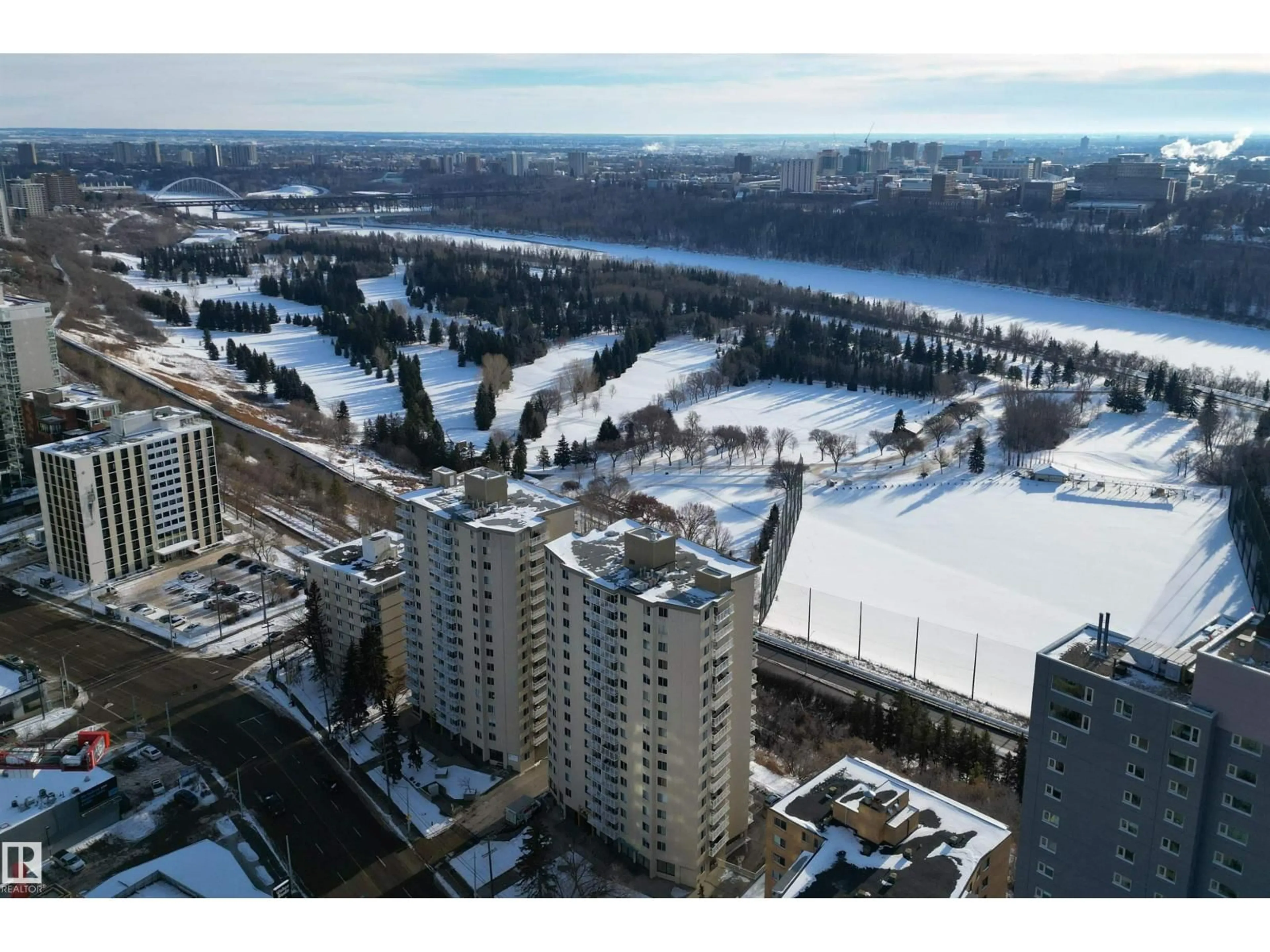 A pic from outside/outdoor area/front of a property/back of a property/a pic from drone, city buildings view from balcony for #1204 - 1204 JASPER AV, Edmonton Alberta T5N3X7