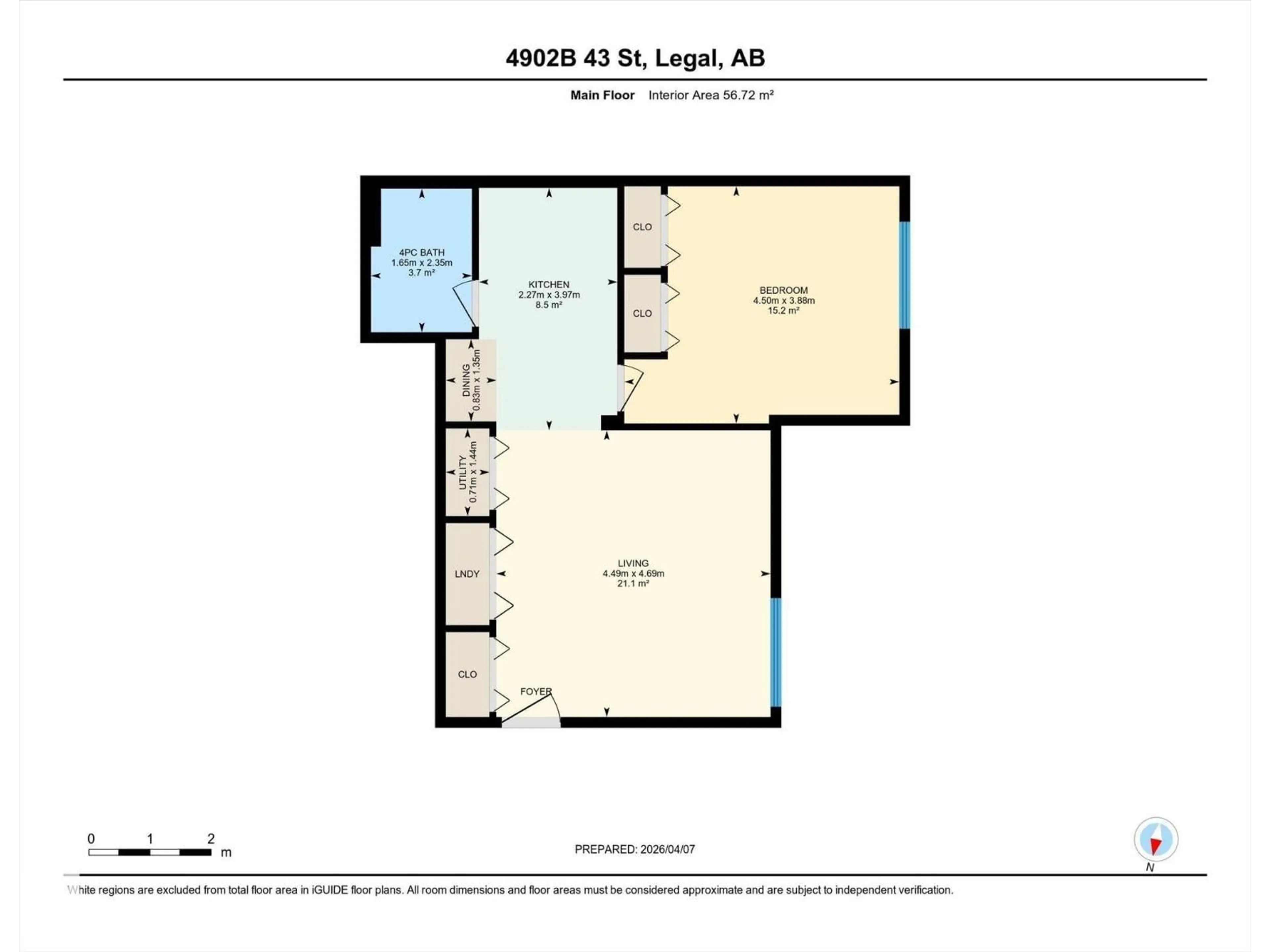 Floor plan for 5 - 4902B 43 ST, Legal Alberta T0G1L0