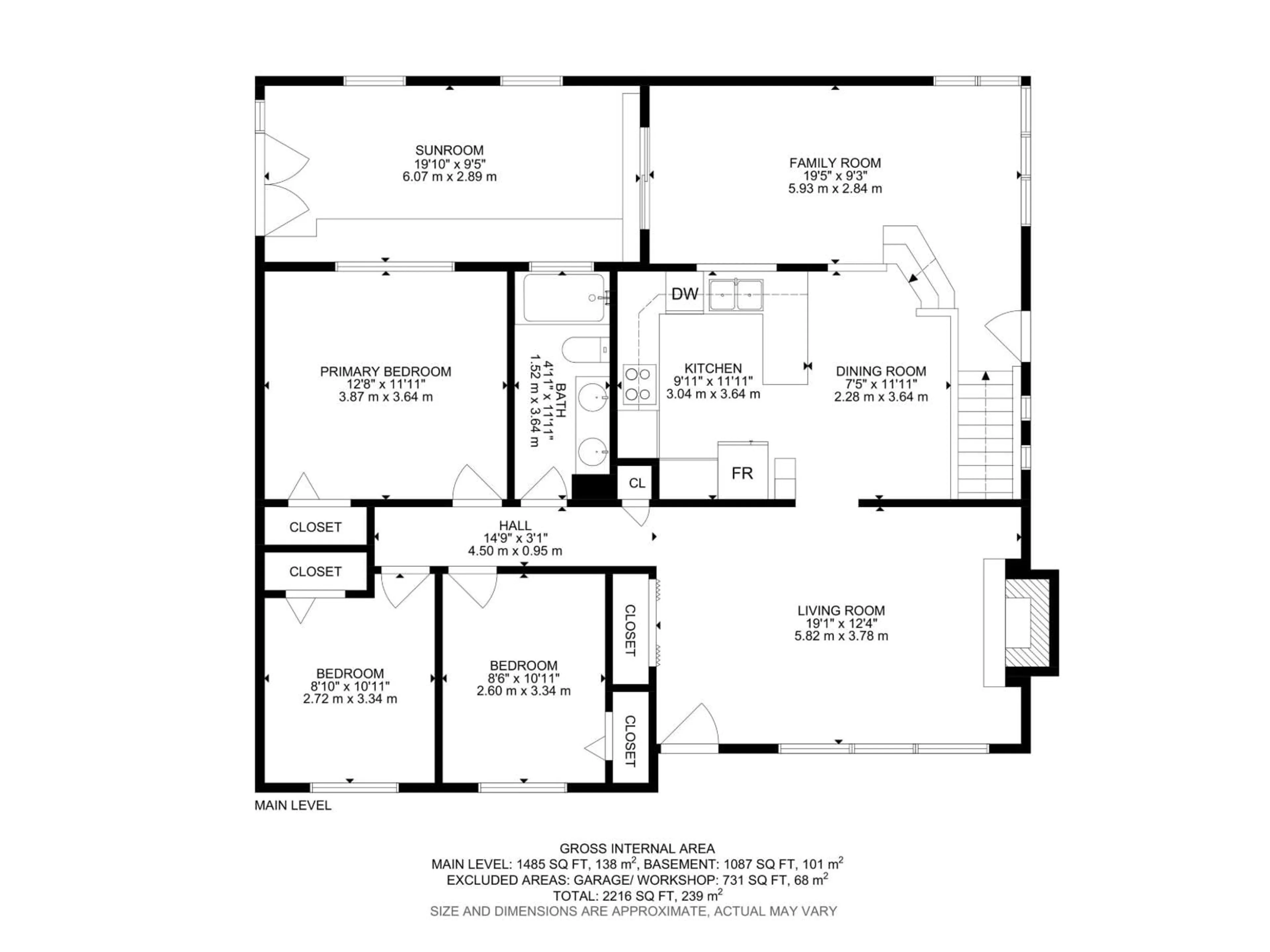 Floor plan for 6223 139 AV, Edmonton Alberta T5A1G2
