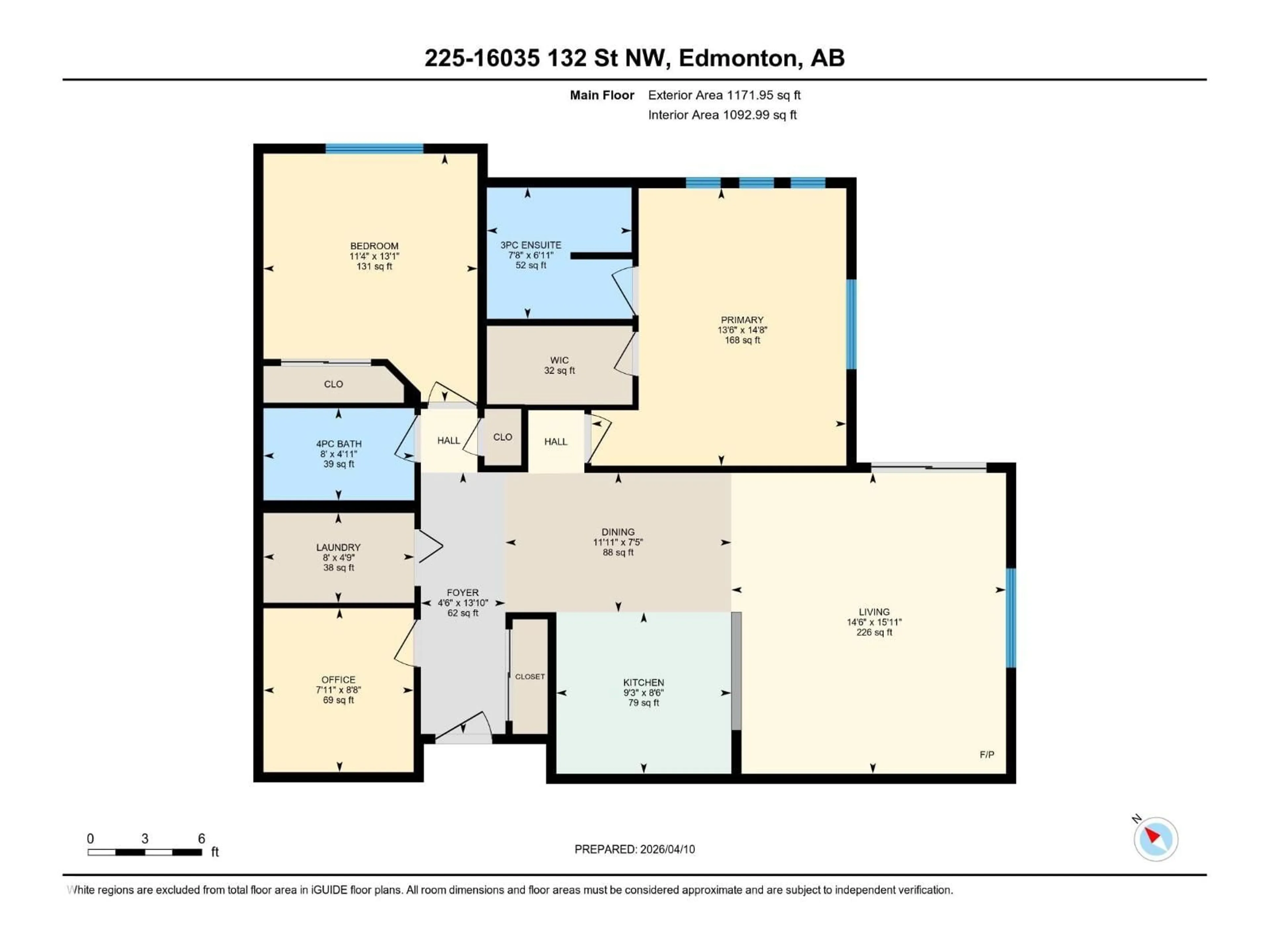 Floor plan for 225 16035 132 ST NW, Edmonton Alberta T6V0B4