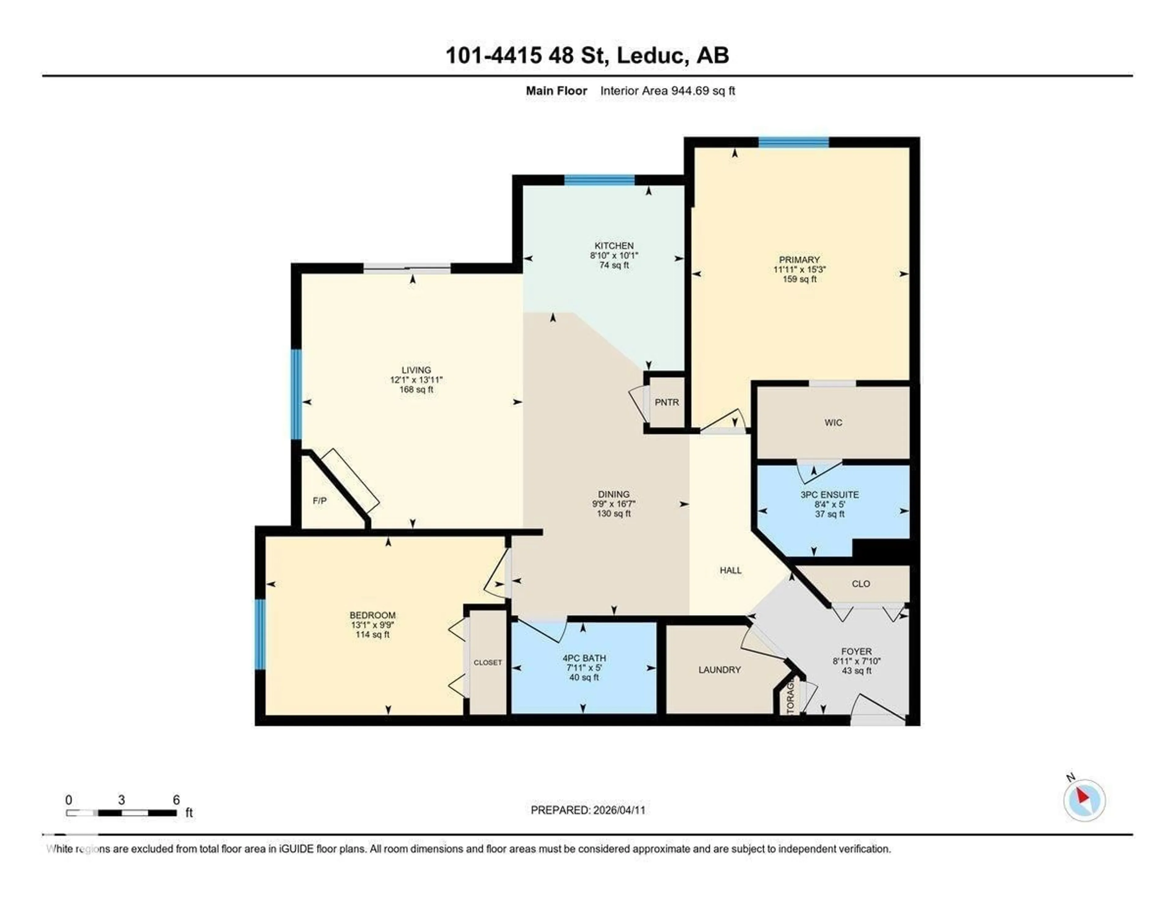 Floor plan for #101 - 4415 48 ST, Leduc Alberta T9E5Y3