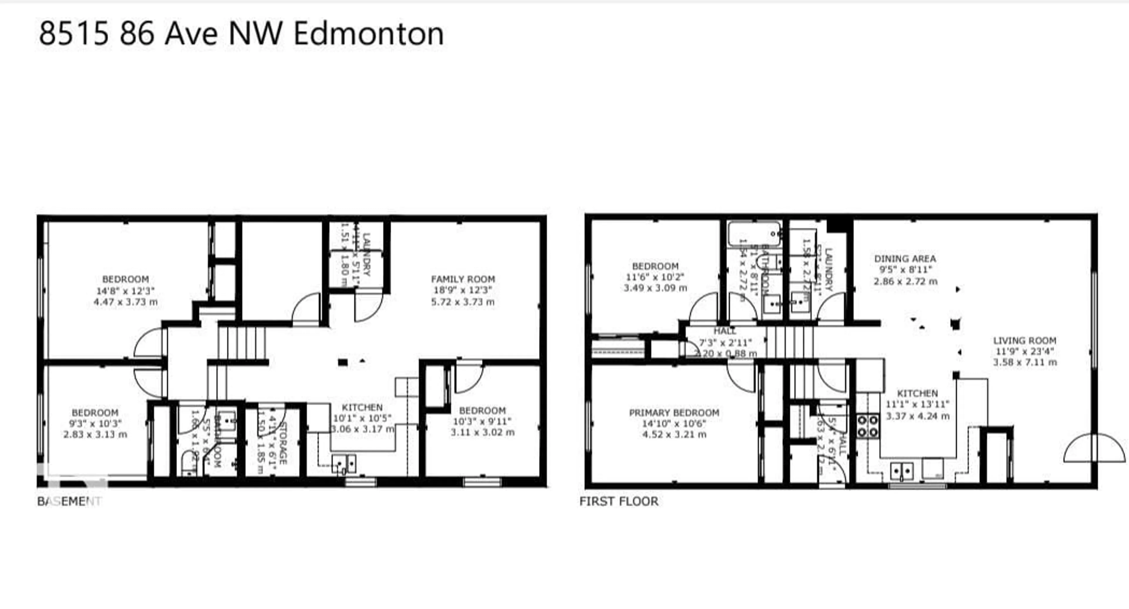 Floor plan for 8515 86 AV, Edmonton Alberta T6C1J4