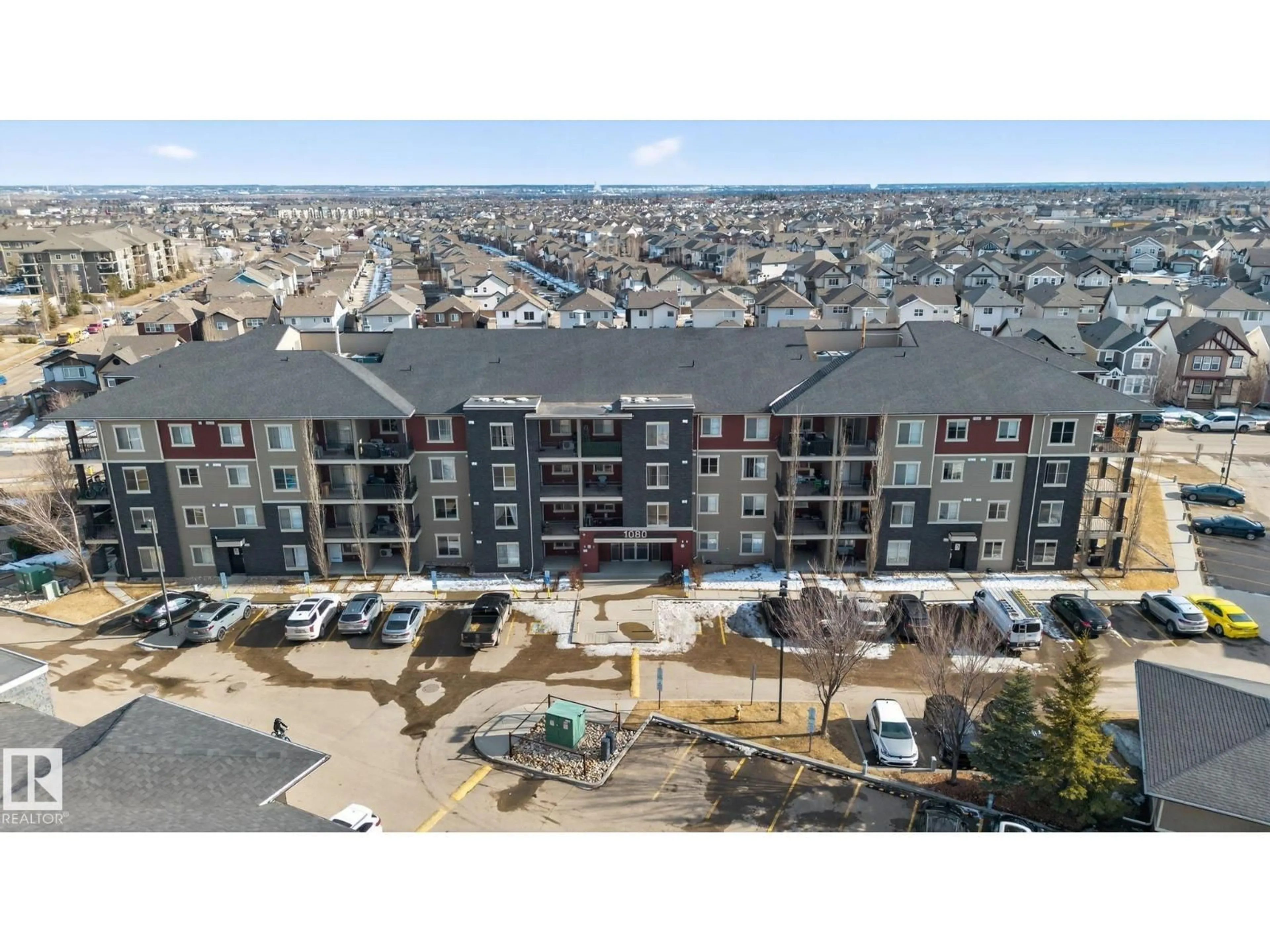 A pic from outside/outdoor area/front of a property/back of a property/a pic from drone, city buildings view from balcony for 215 - 1080 MCCONACHIE BV, Edmonton Alberta T5Y0X2