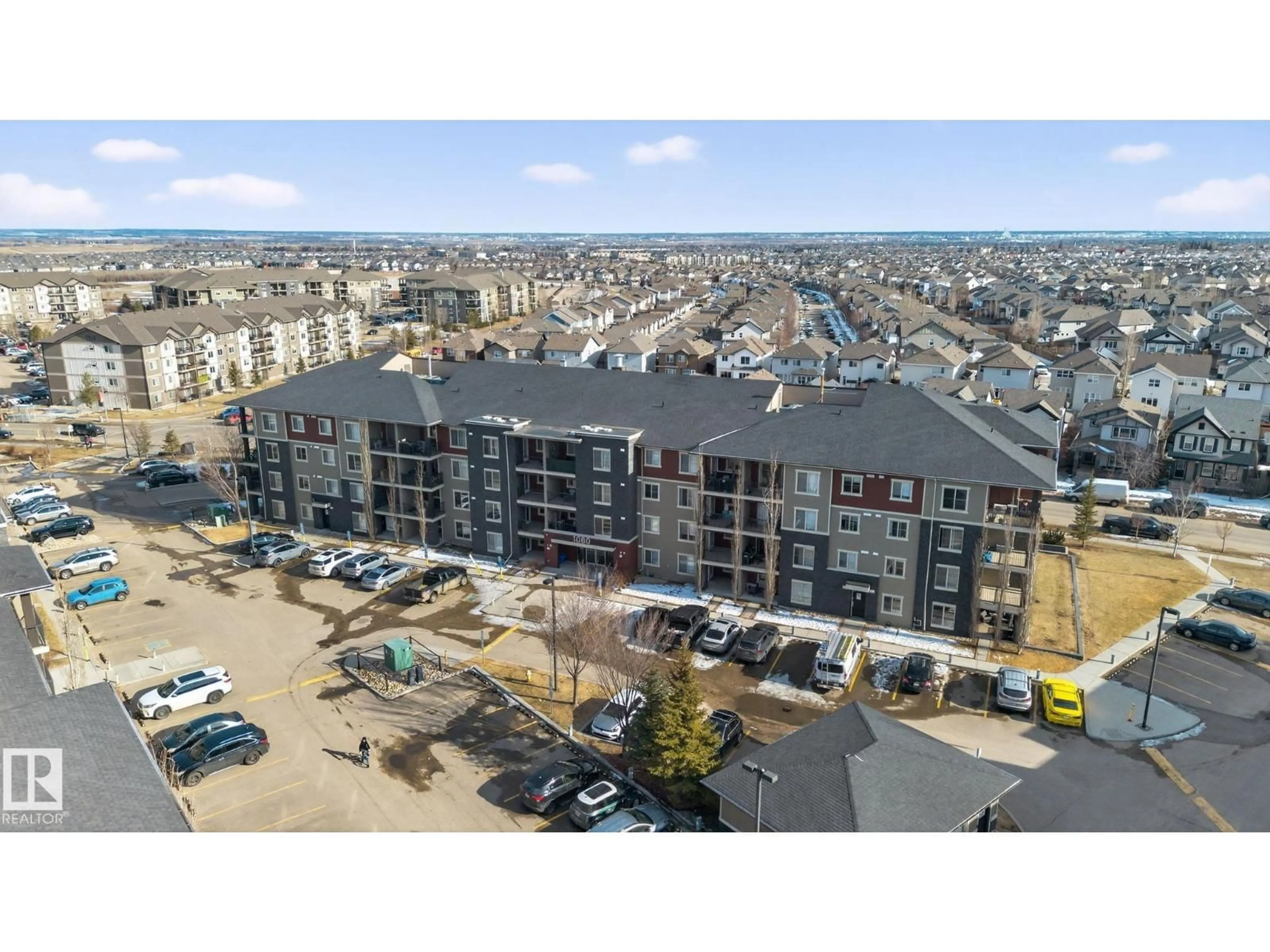 A pic from outside/outdoor area/front of a property/back of a property/a pic from drone, city buildings view from balcony for 215 - 1080 MCCONACHIE BV, Edmonton Alberta T5Y0X2