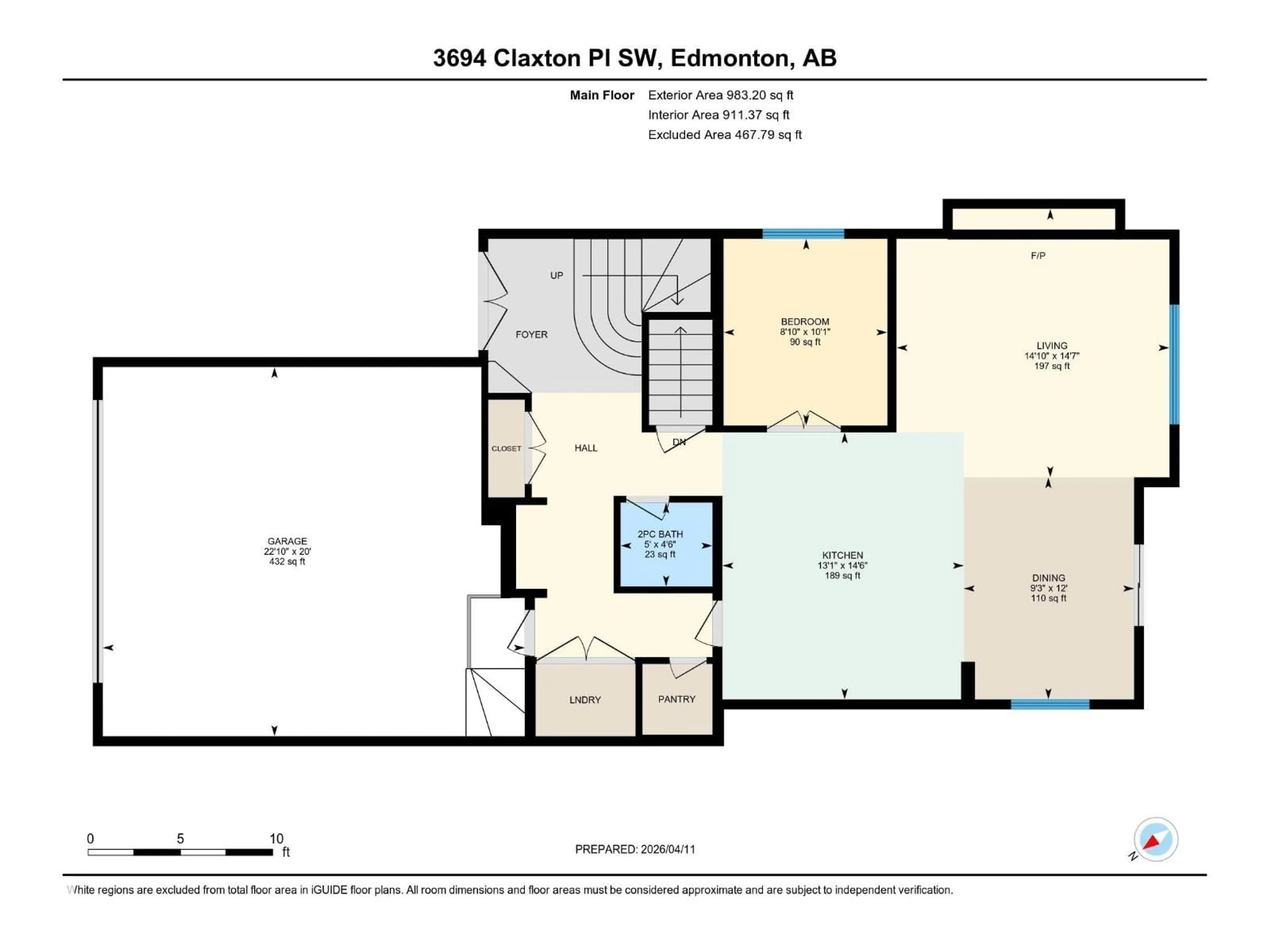 Floor plan for 3694 CLAXTON PL, Edmonton Alberta T6W2B5