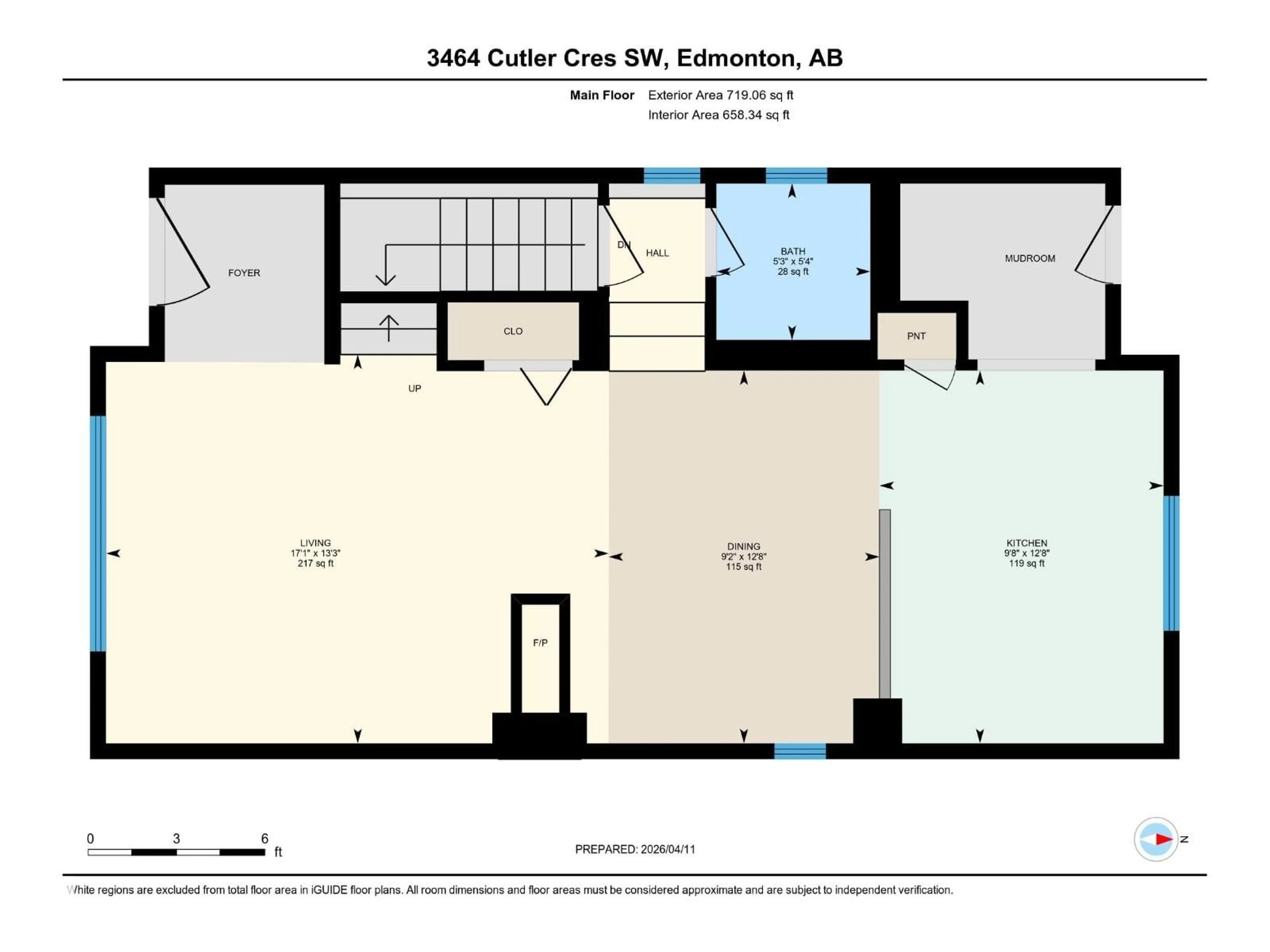 Floor plan for 3464 CUTLER CR, Edmonton Alberta T6W2B3