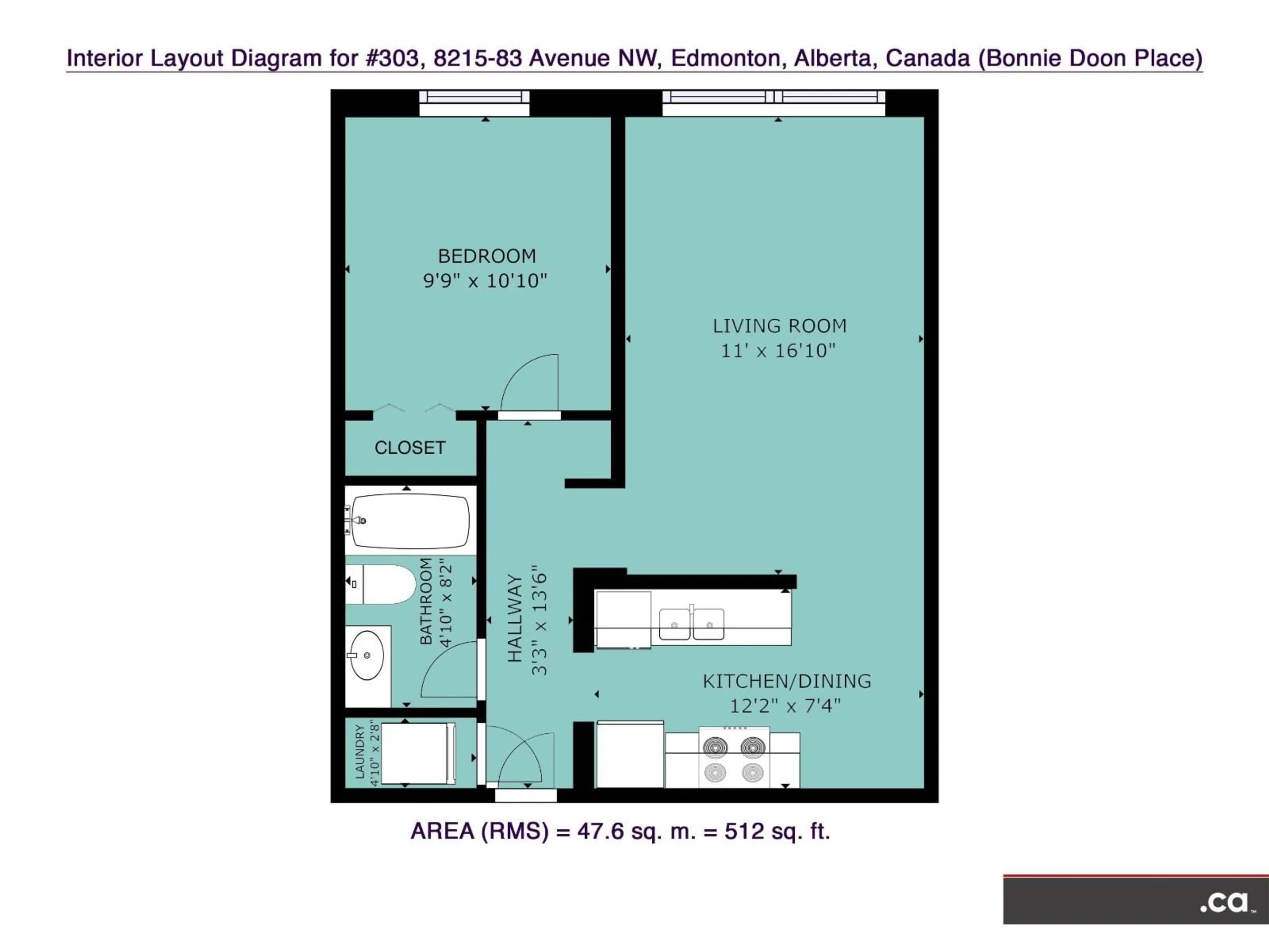 Floor plan for #303 - 8215 83 AV, Edmonton Alberta T6C1A7
