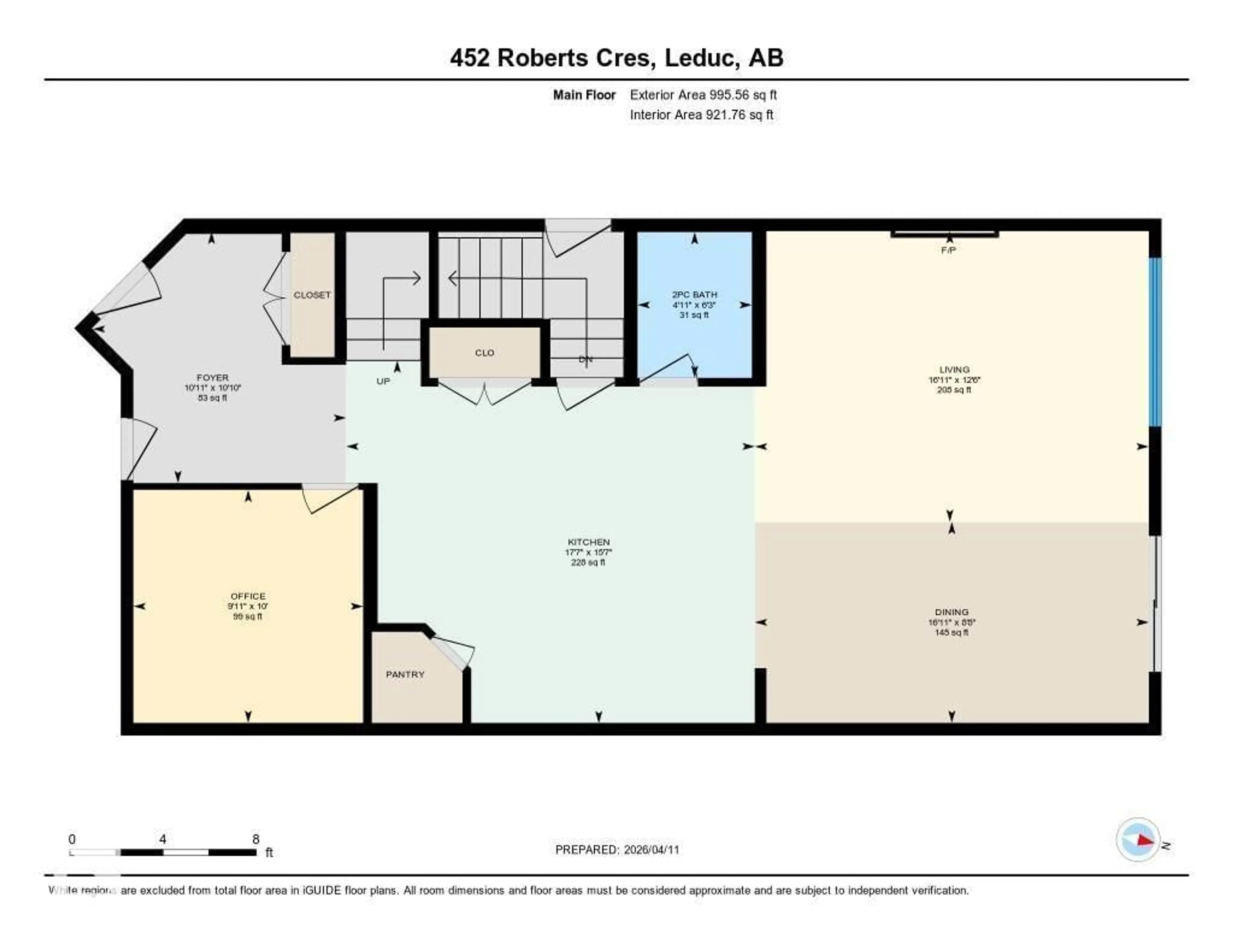 Floor plan for 452 ROBERTS CR, Leduc Alberta T9E1N4