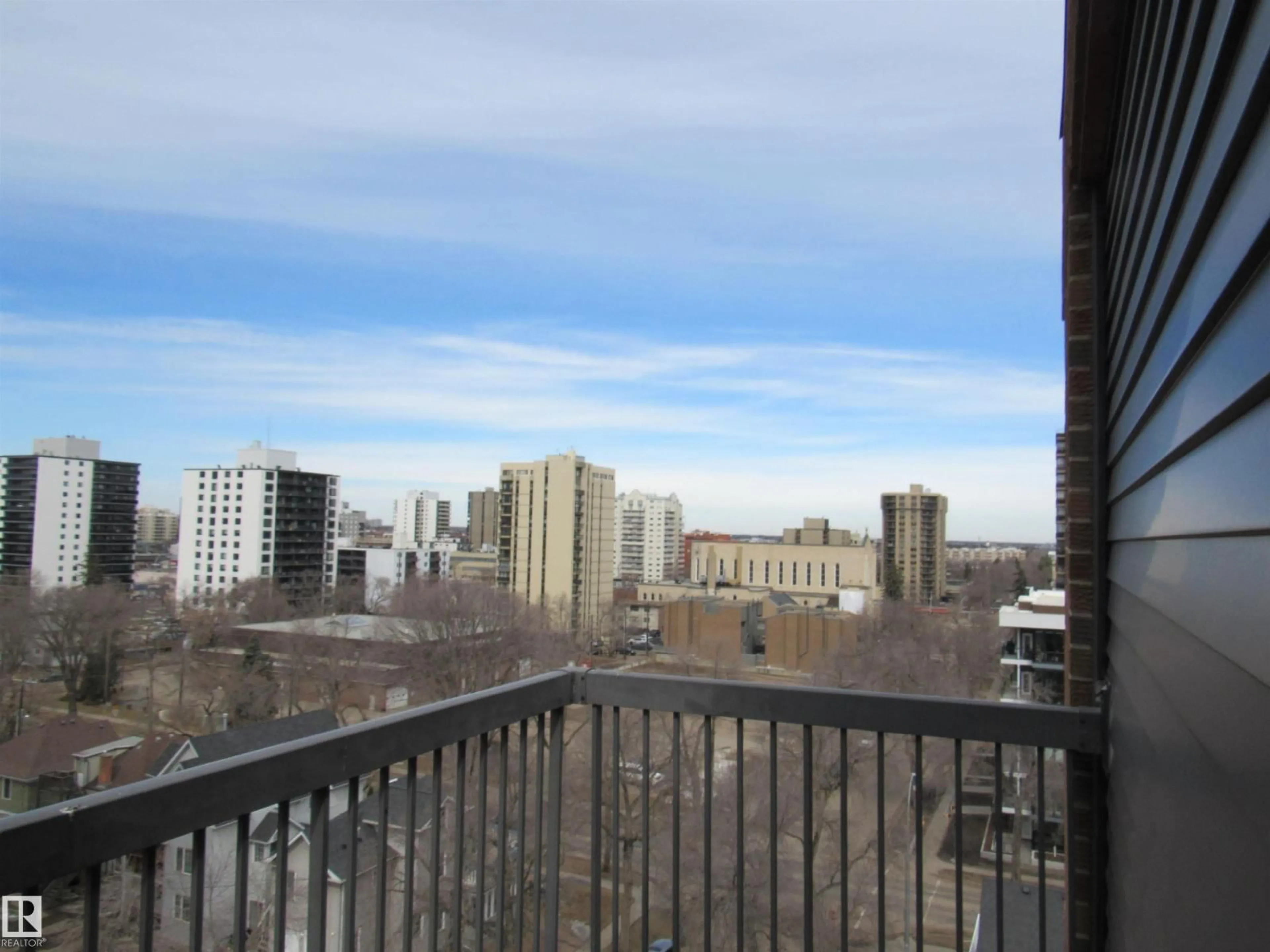 Balcony in the apartment, city buildings view from balcony for 1002 - 9929 113 ST, Edmonton Alberta T5K2N9